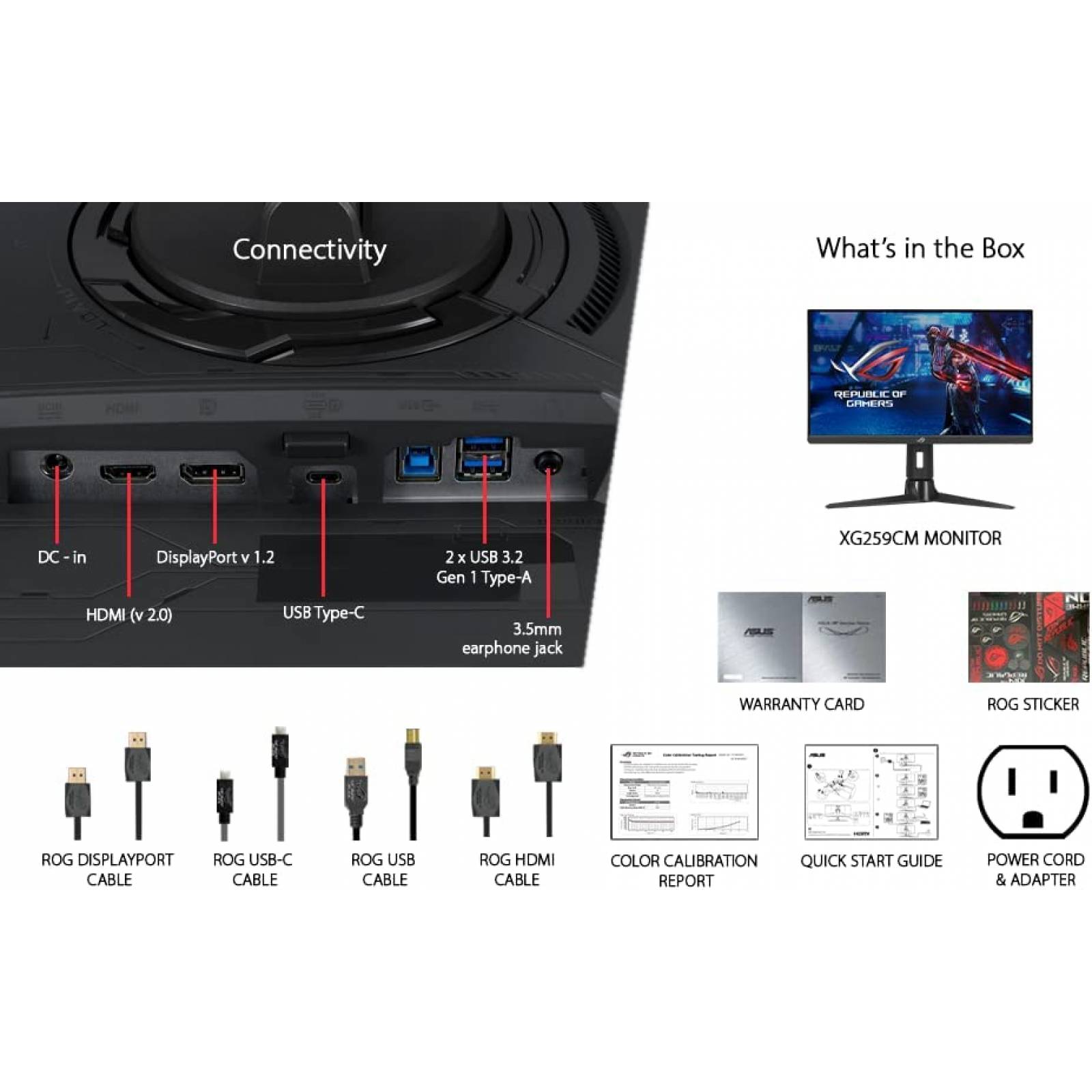 Monitor Gamer ASUS 24.5'' 240Hz 1ms USB C 1080P HDR -Negro