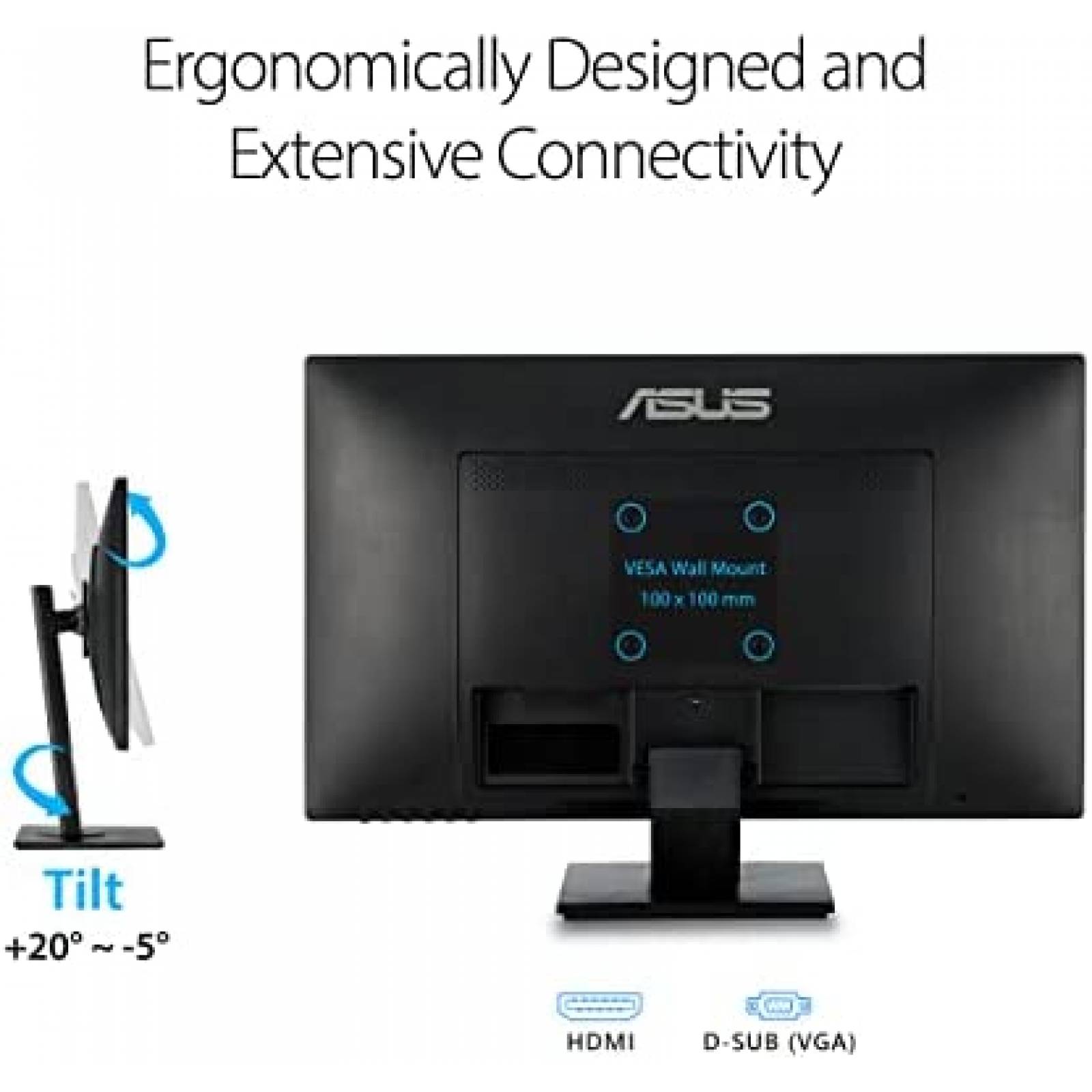 Monitor ASUS 27 Pulgadas Full HD Bajo Azul HDMI VGA -Negro