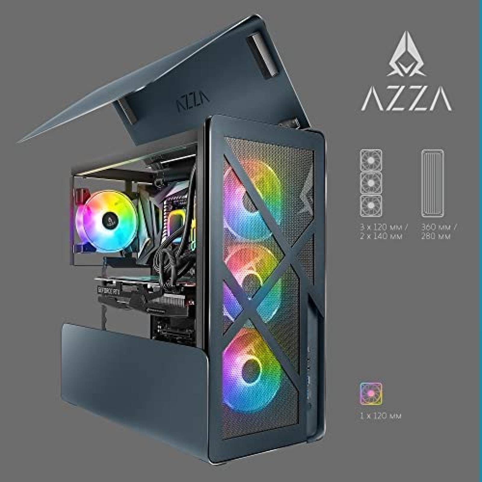 Gabinete AZZA ARGB de 120mm Radiador 360mm -Negro