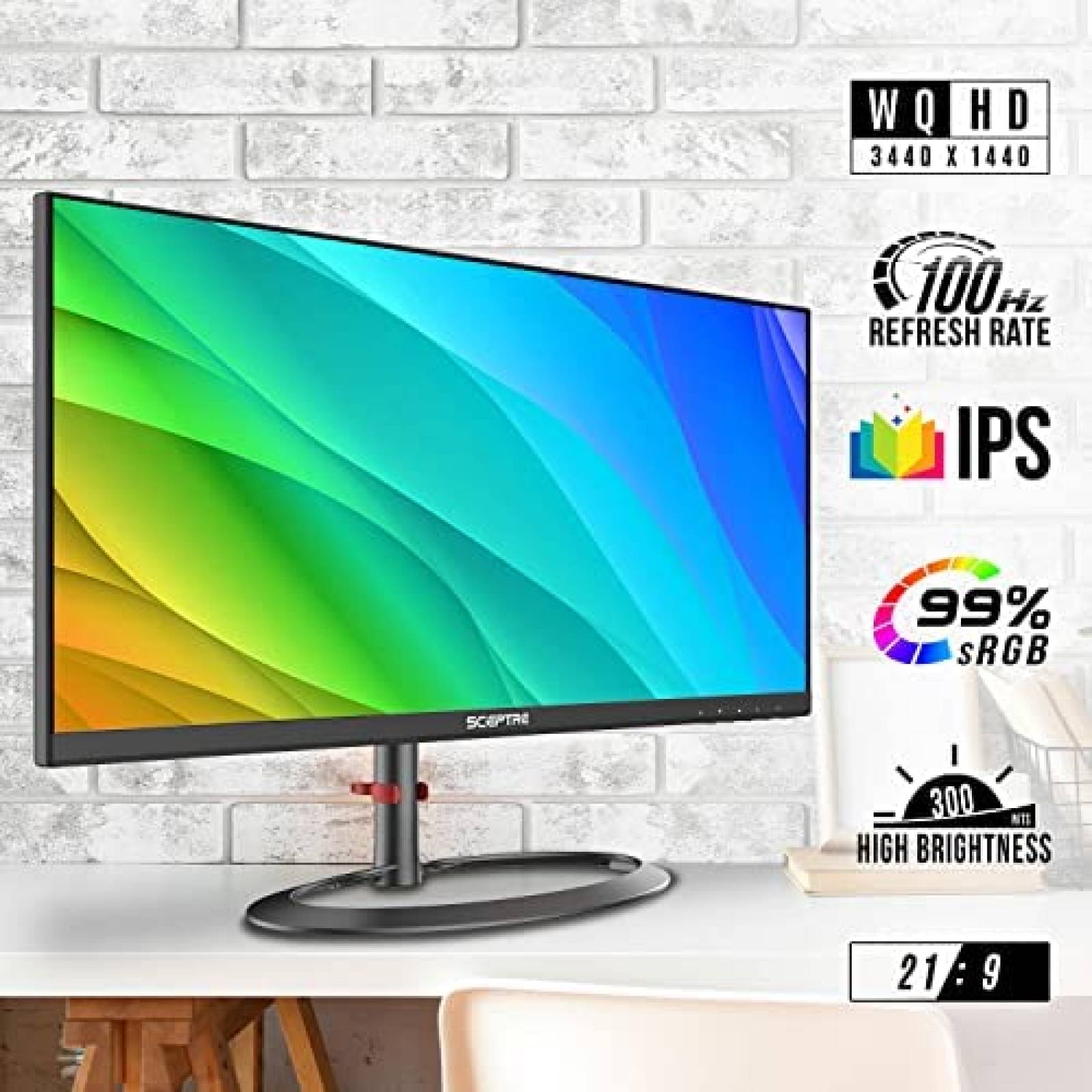 Monitor Sceptre Ultra Ancho 32 Pulgadas IPS -Negro