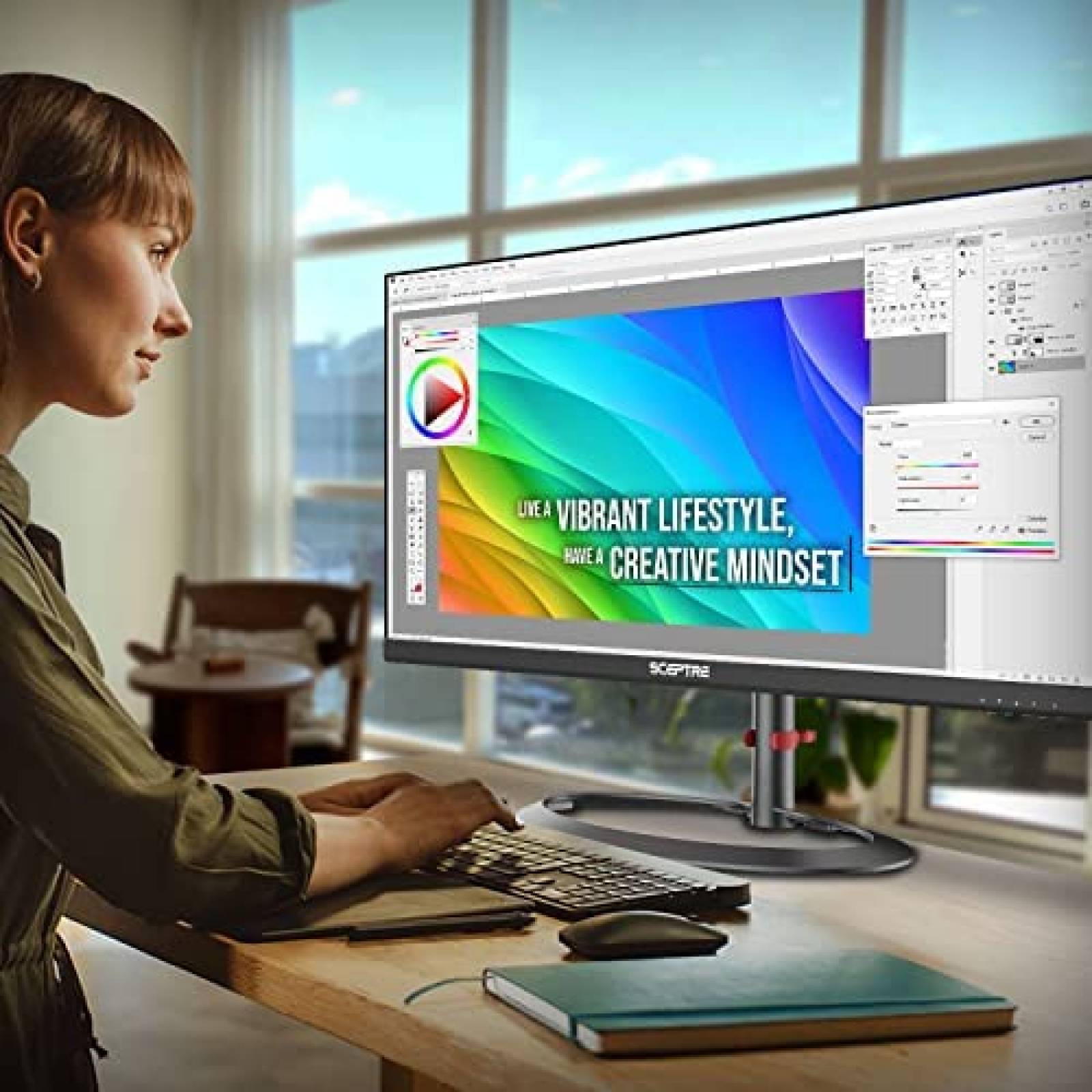Monitor Sceptre Ultra Ancho 32 Pulgadas IPS -Negro