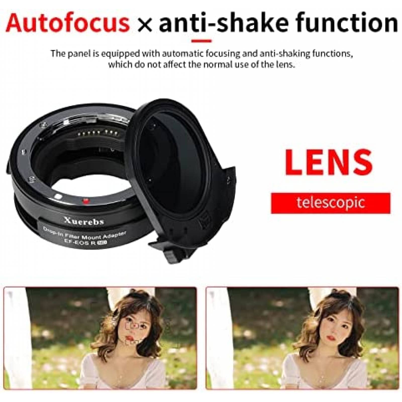 Adaptador de Auto Enfoque Xuerebs con Filto ND -Negro