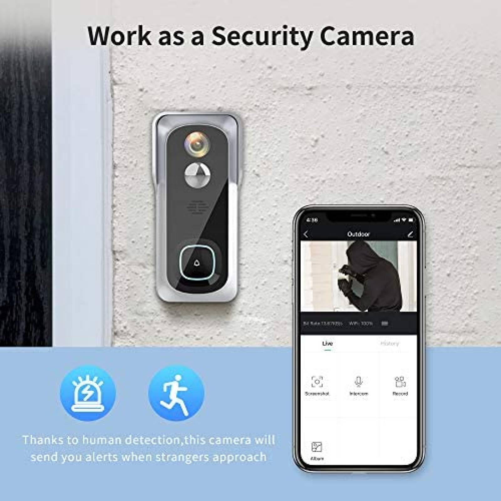 Timbre con Camara Geekee GK-120 Inalambrico para Exterior
