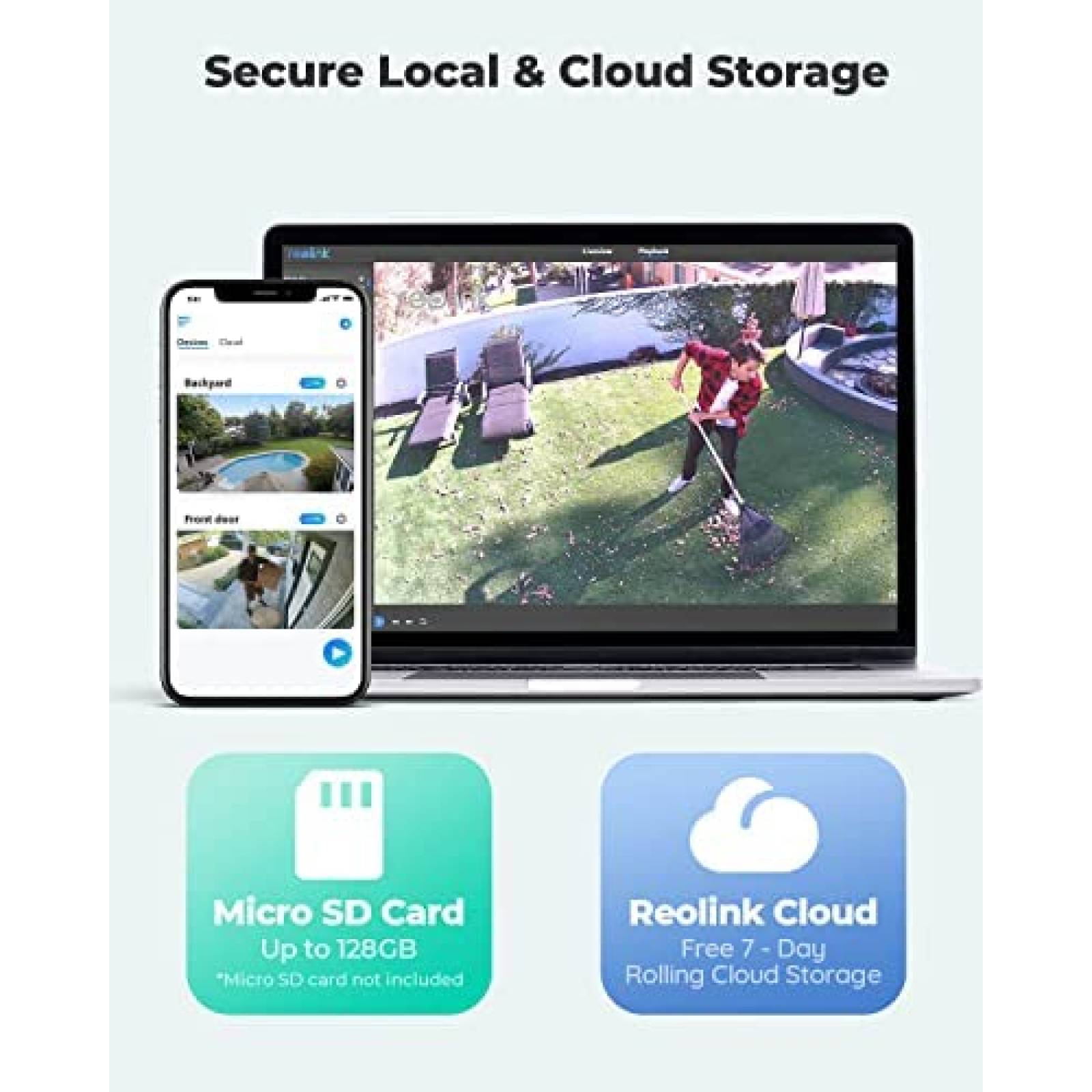 Camaras Reolink 2K Panel Solar Sensor Movimiento 2 Piezas