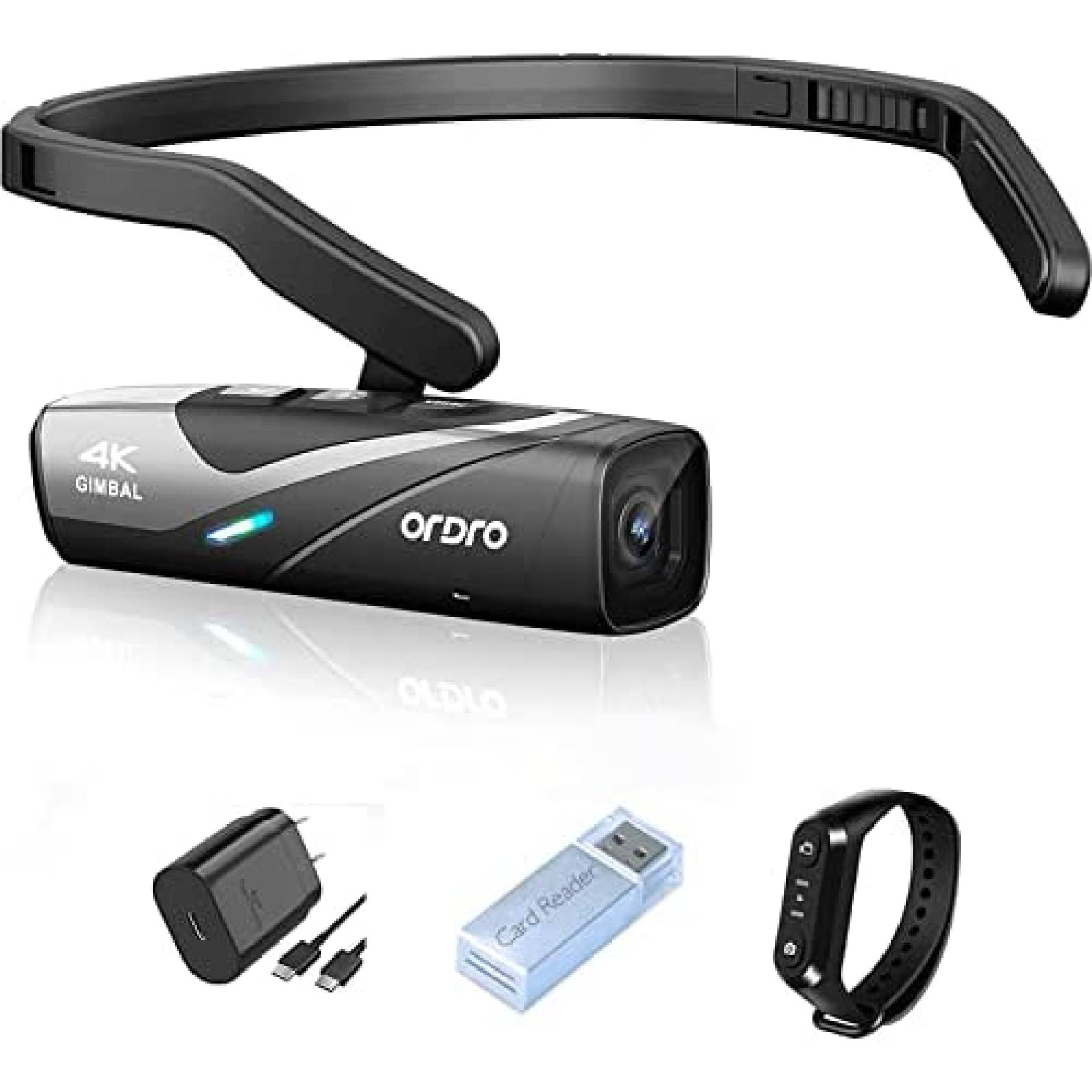 Camara Usable Ordro EP8 4K 60FPS Vlog Manos Libres -Negro