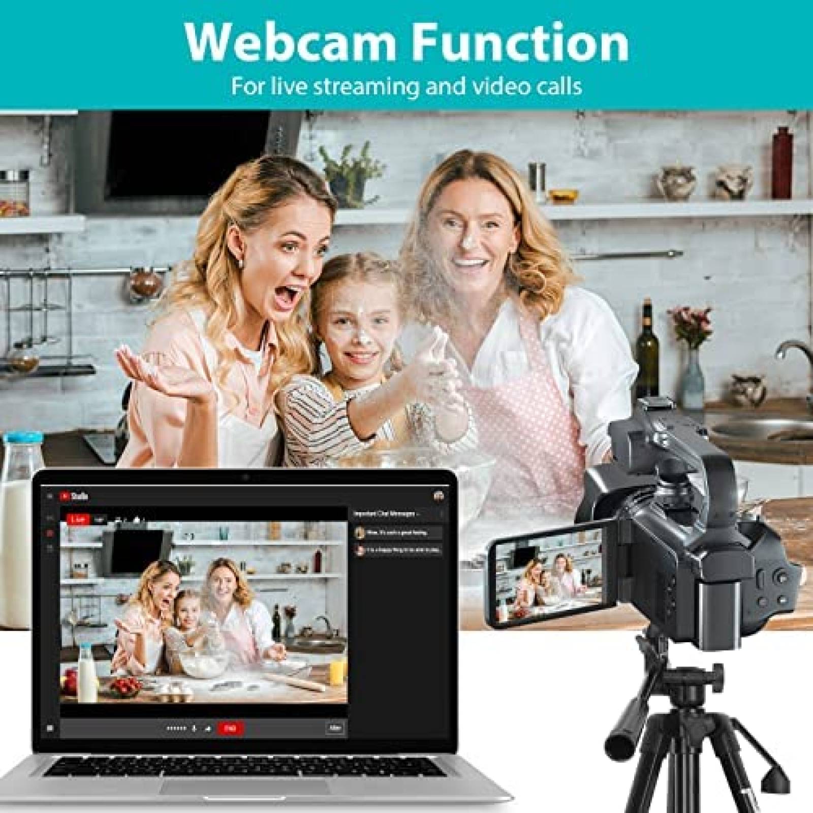 Videocamara 4K XIYXIN 64MP Stream Touch Screen App Control