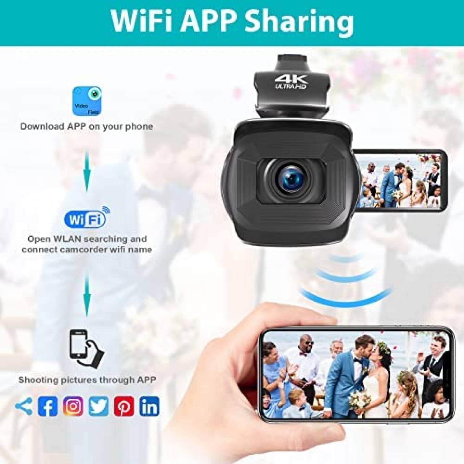 Videocamara 4K XIYXIN 64MP Stream Touch Screen App Control