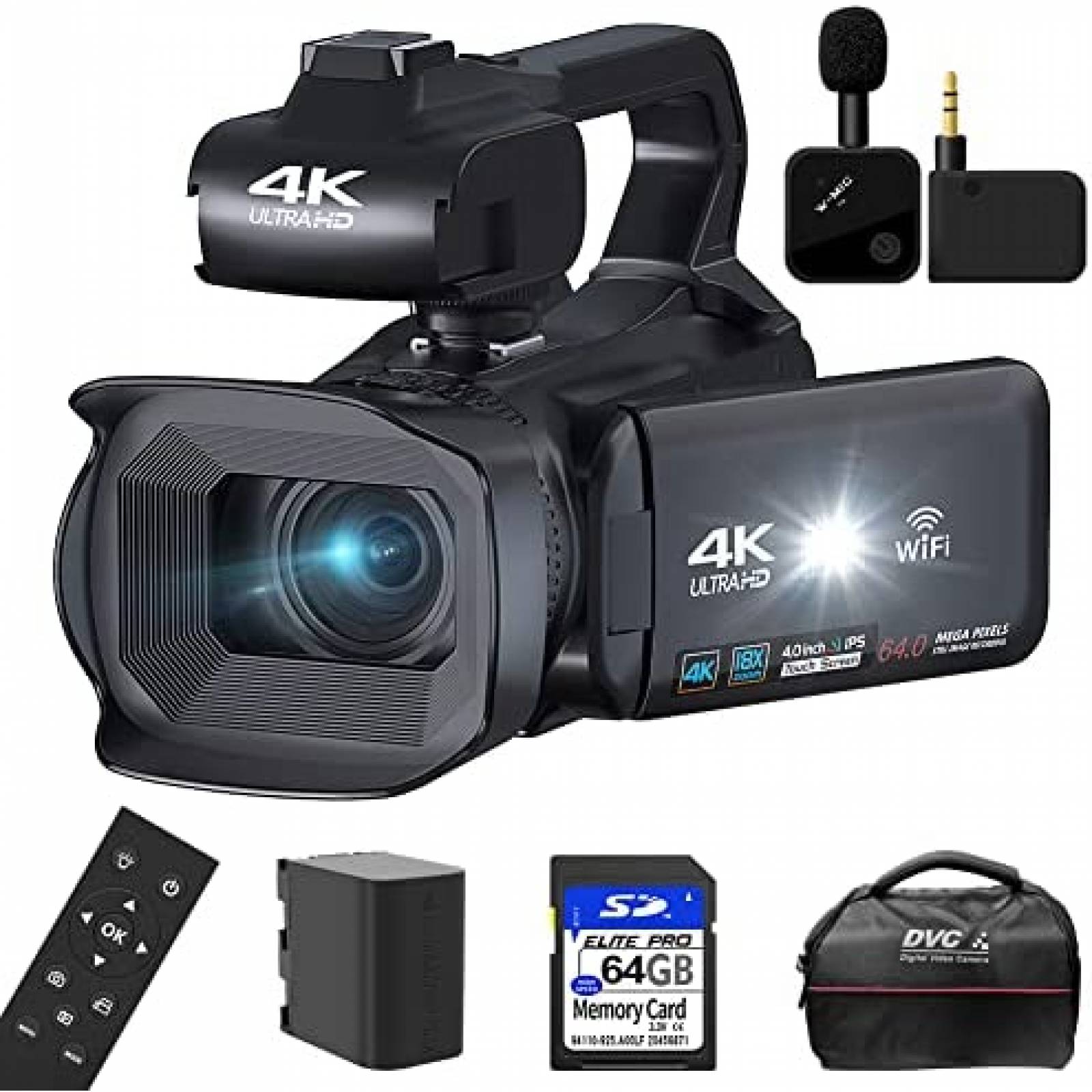 Videocamara 4K KOMERY RX200 64MP Stream Touch App 18X -N