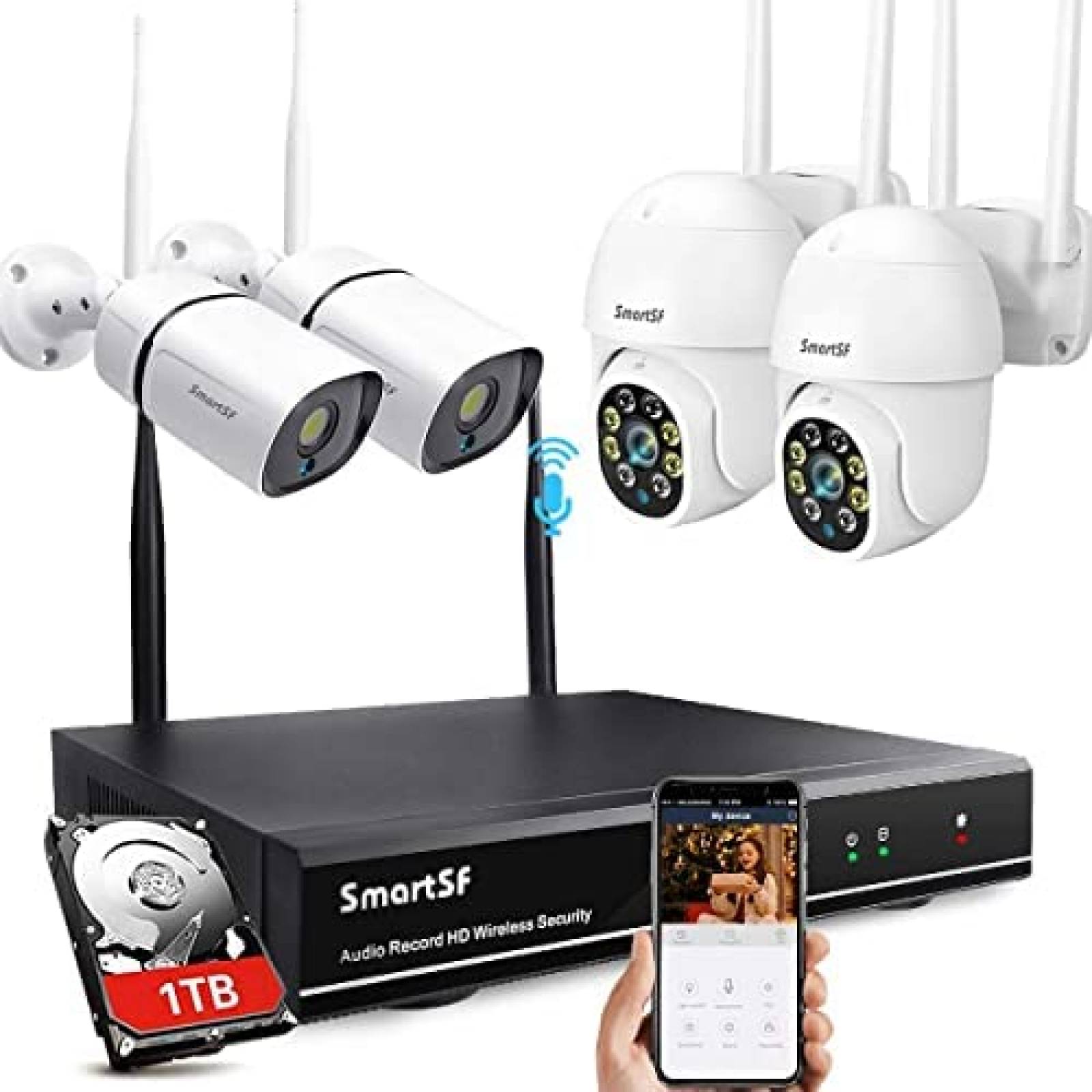 Kit Camara Seguridad SmartSF 4 Camaras 3 MP 8 Canales 1TB