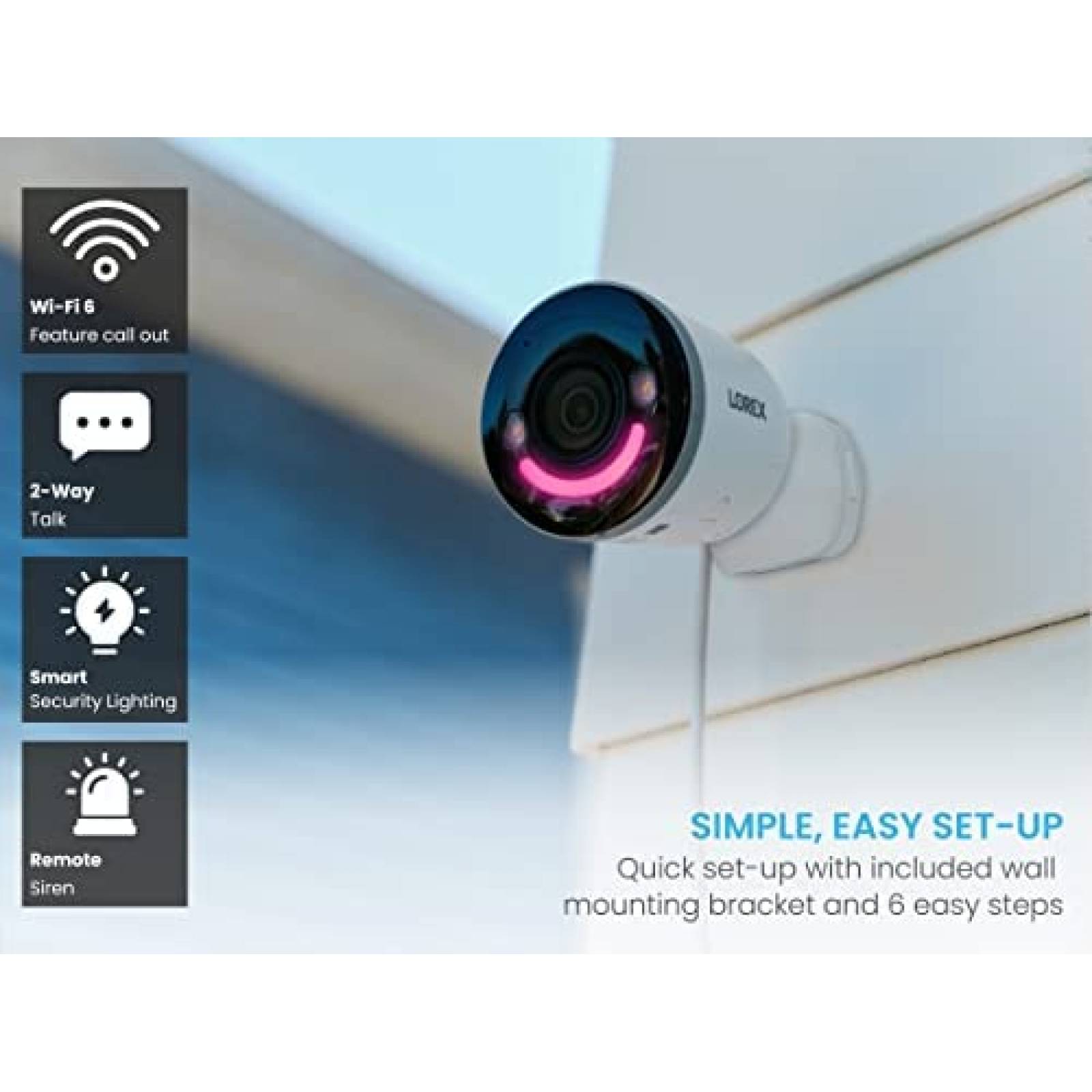 Camara de Seguridad Lorex 4K LED Interior Exterior WiFi