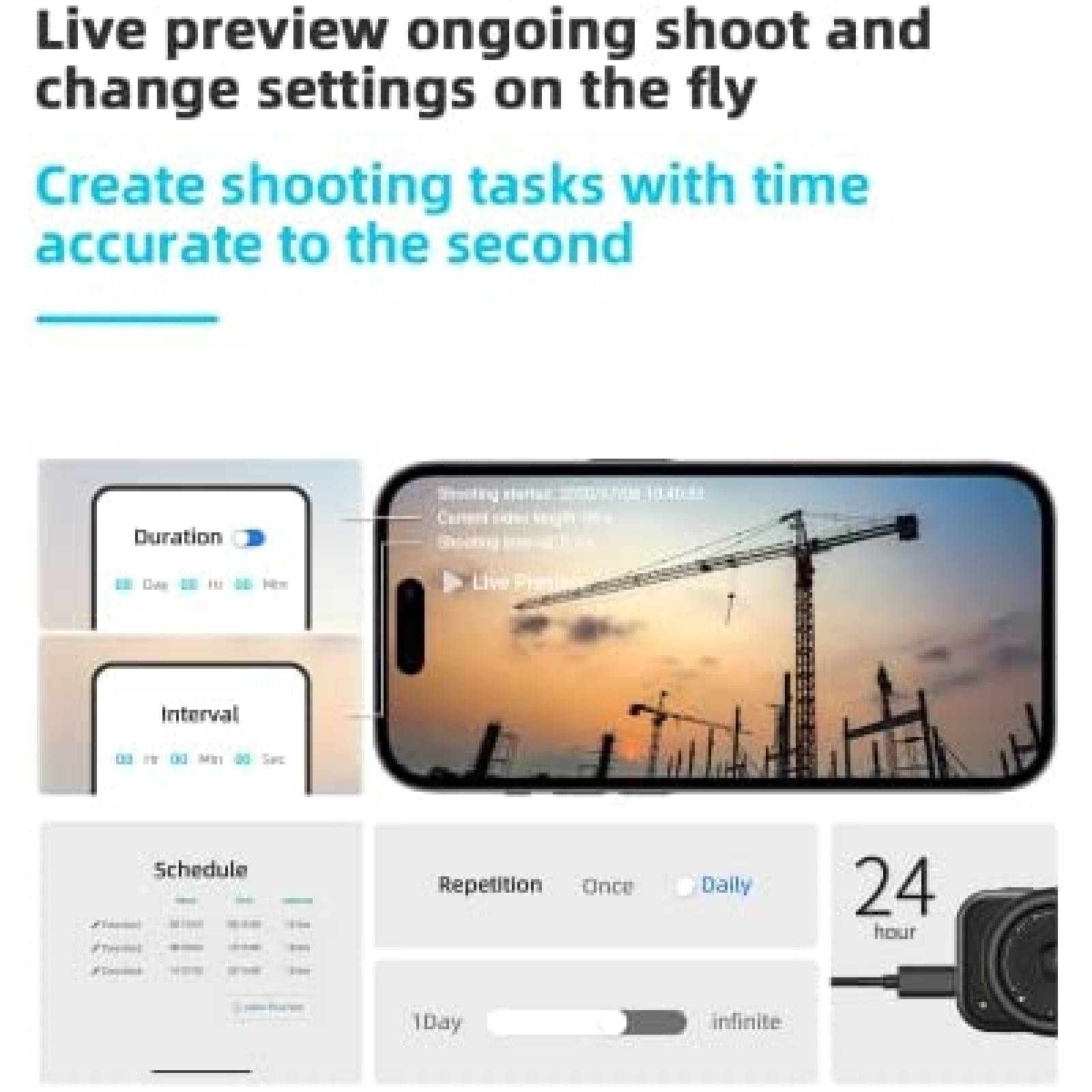 Camara Time Lapse ATLI T100 24h 1080P Wfi App -Negro