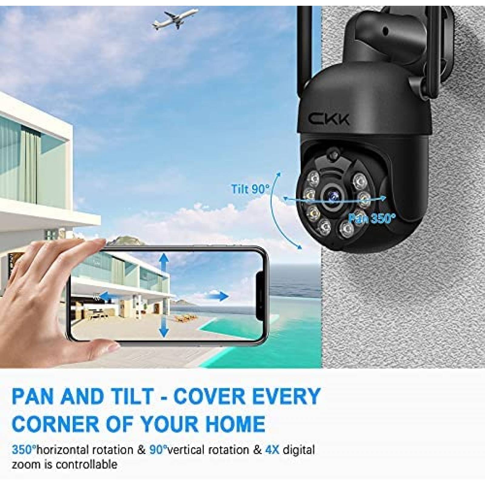 Sistema de Vigilancia CKK NVR con 4 Camaras PTZ con Luz