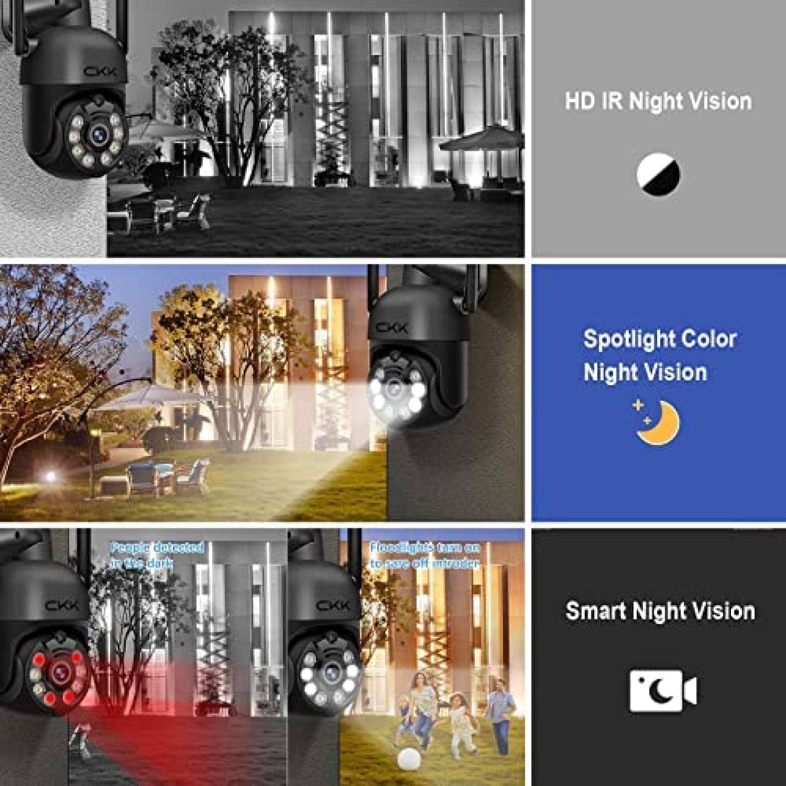 Sistema de Vigilancia CKK NVR con 4 Camaras PTZ con Luz