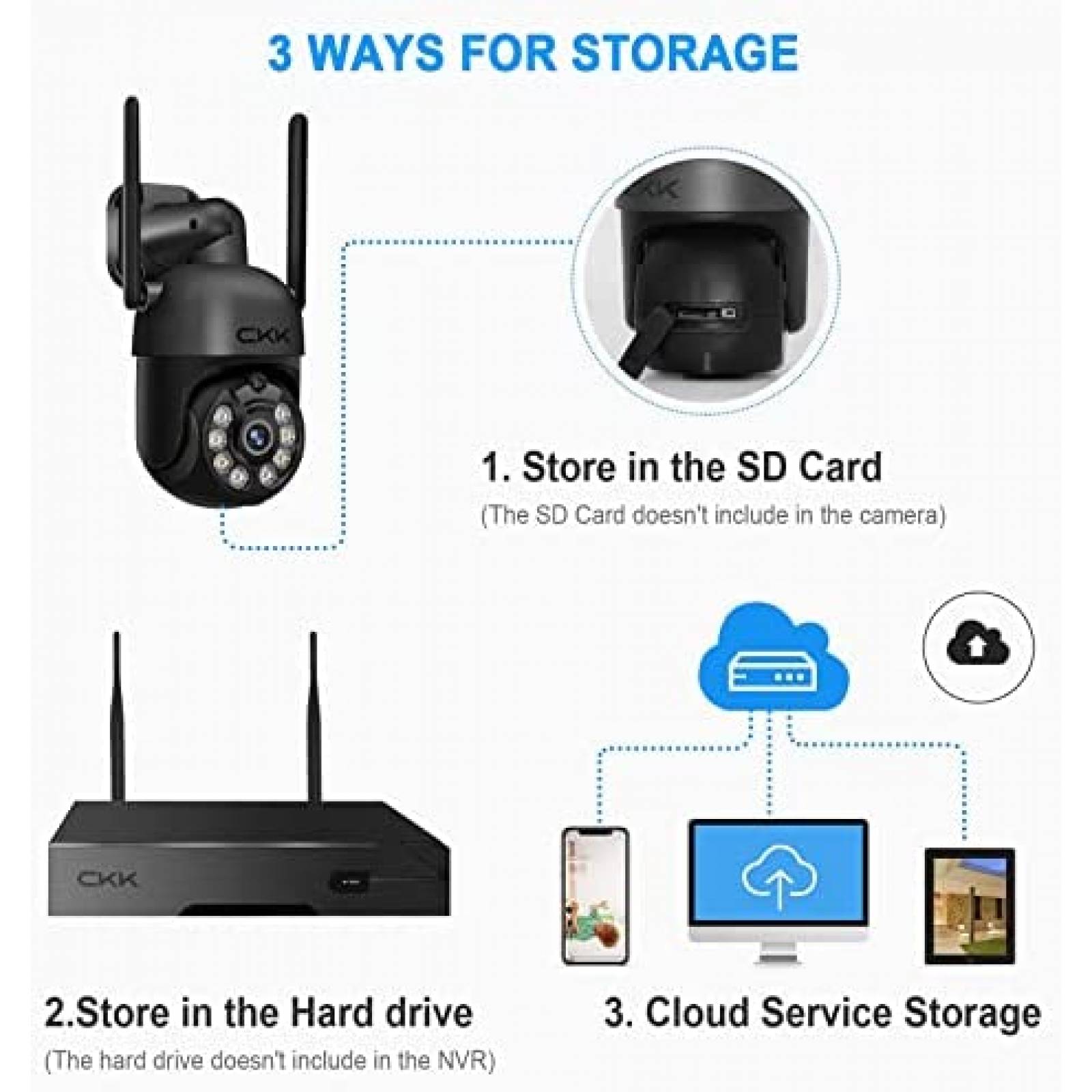 Sistema de Vigilancia CKK NVR con 4 Camaras PTZ con Luz