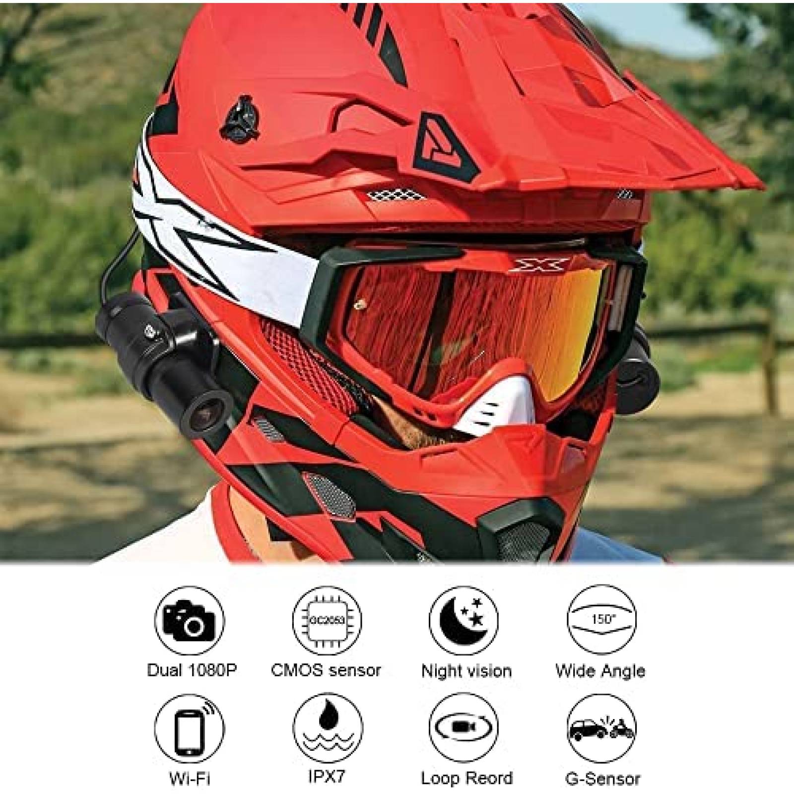 Camara para Casco de Motocicleta VSYSTO D5M 1080P IP67 -Neg