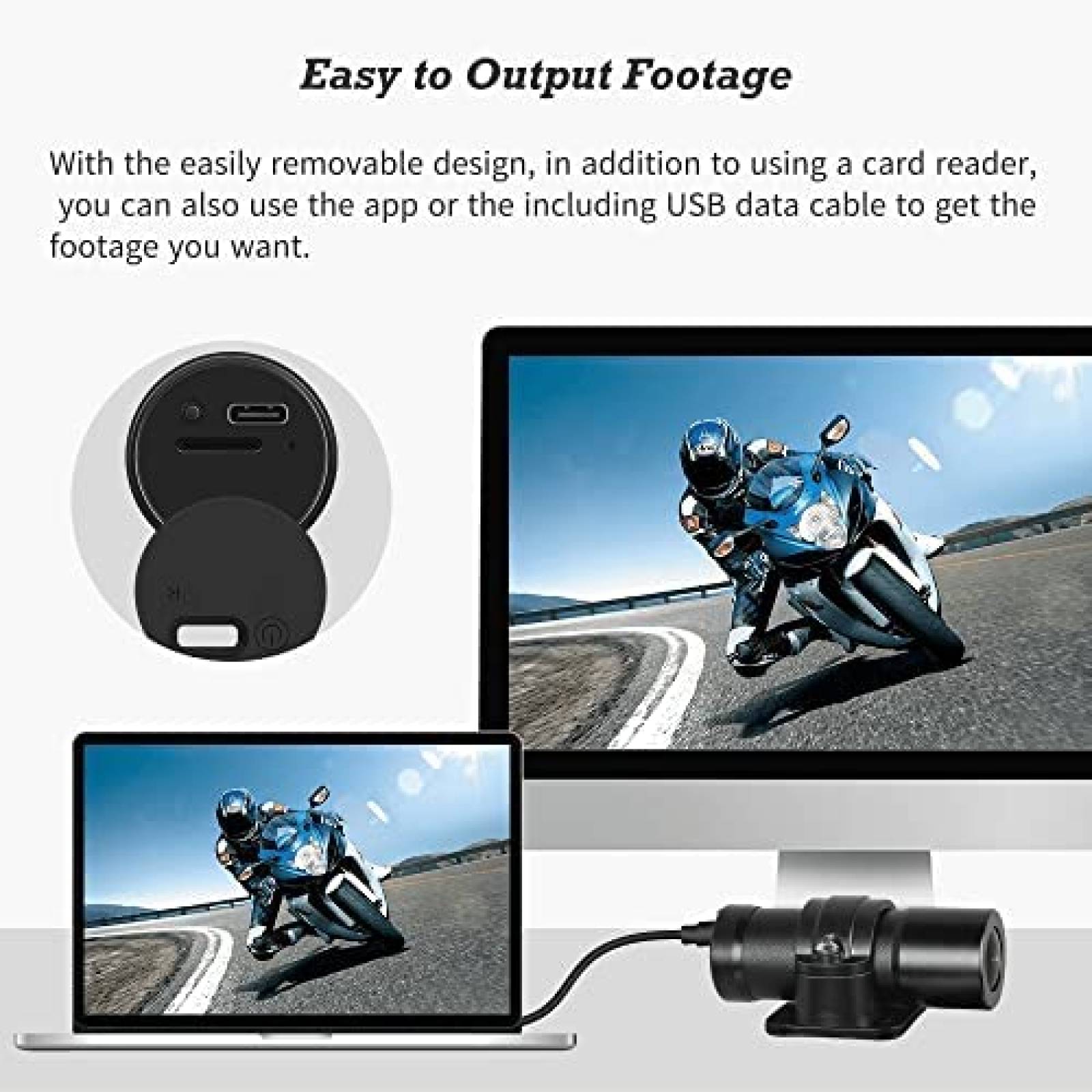 Camara para Casco de Motocicleta VSYSTO D5M 1080P IP67 -Neg