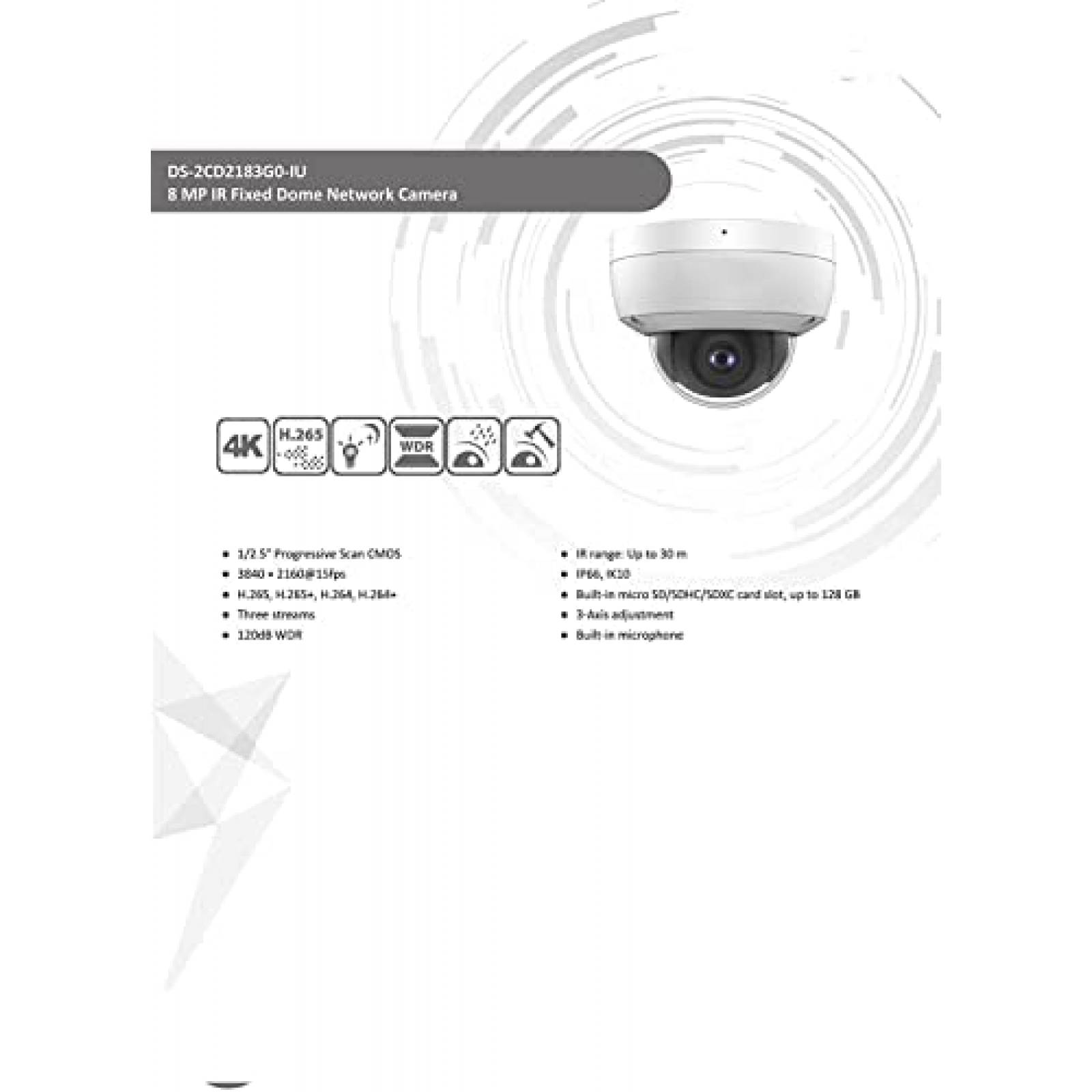 Camara de Seguridad Real HD DS-2CD2183G2-IU 4K 8MP IP PoE