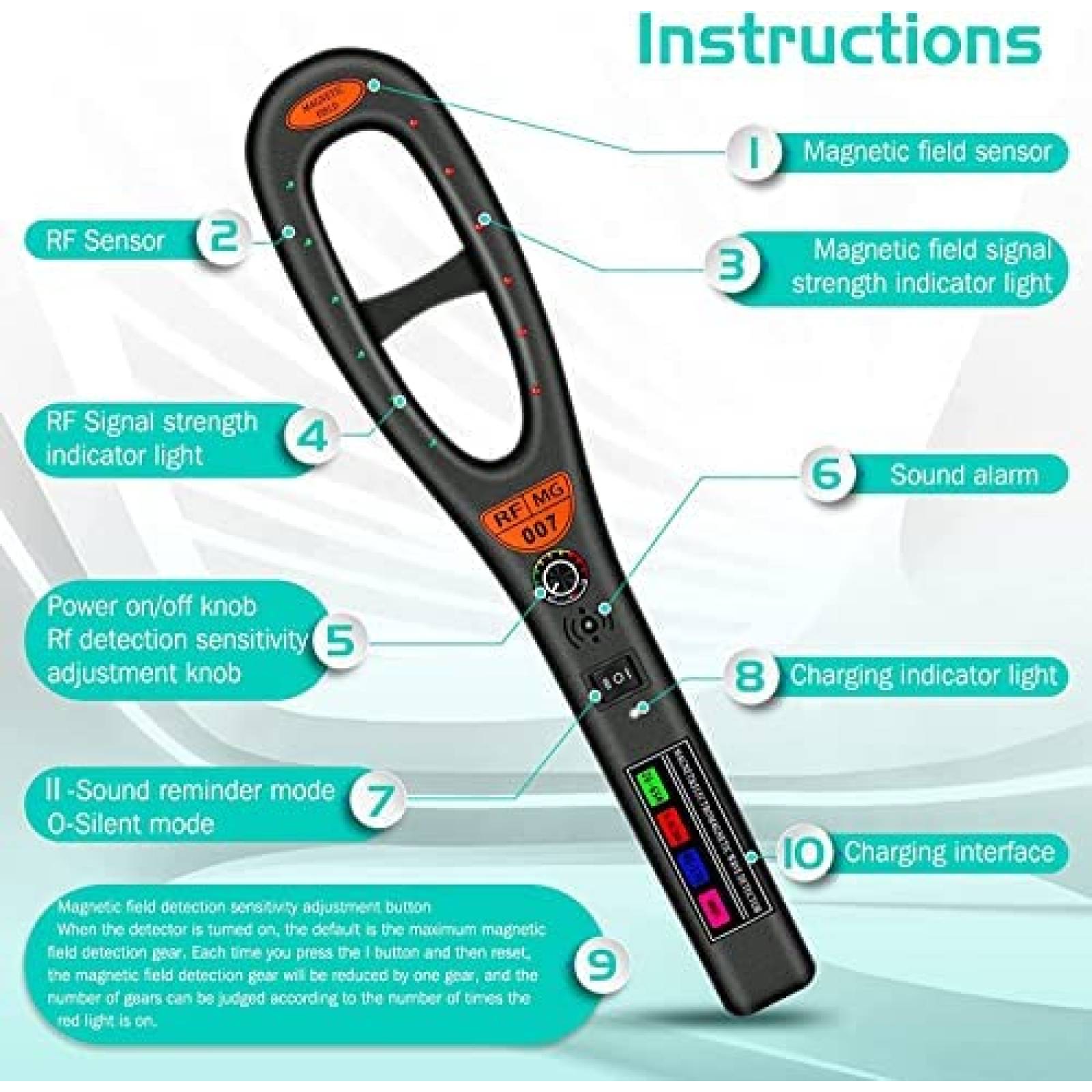 Detector de Camara Oculta ZTNwoo Radio frecuencia RF Espia