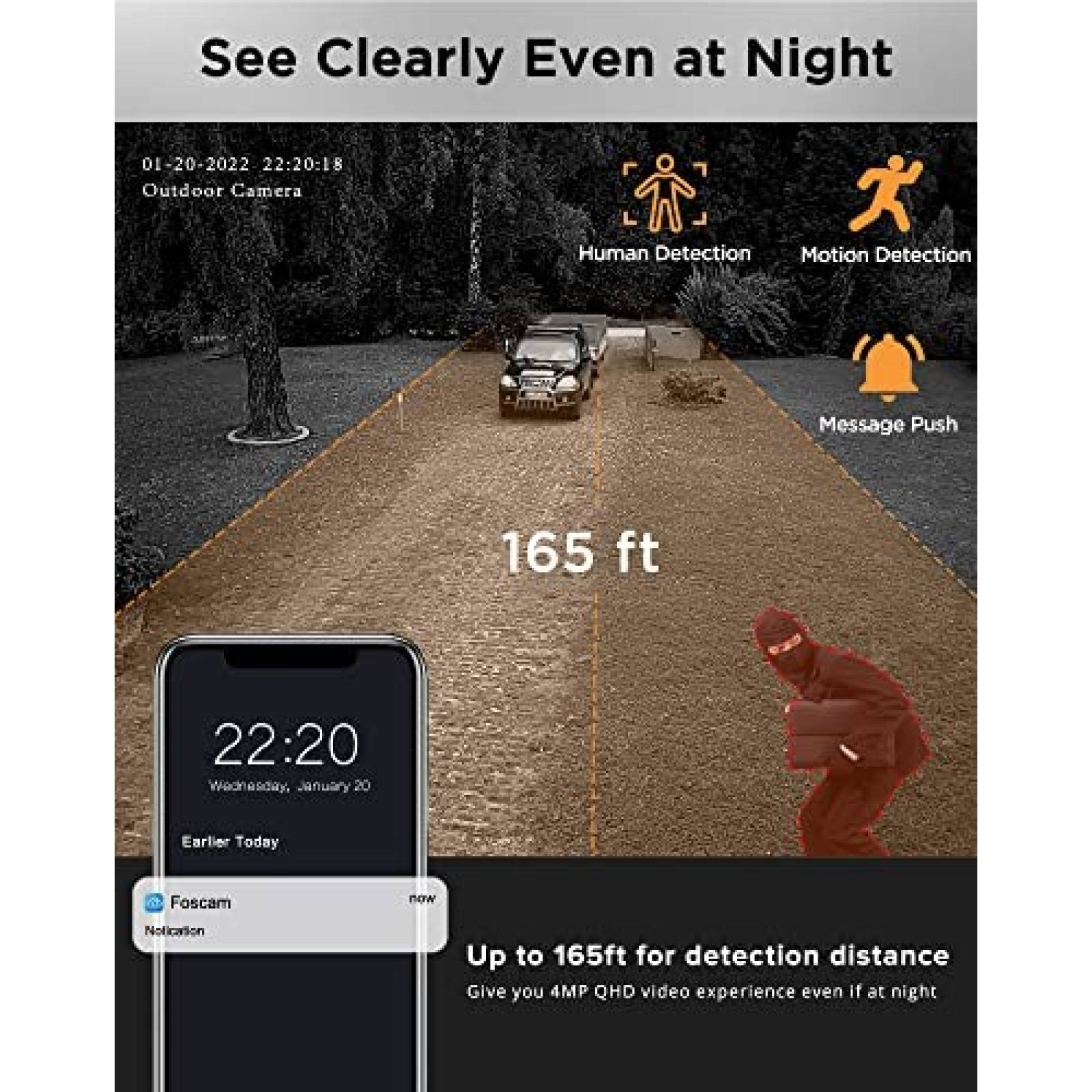 Camara de Seguridad FOSCAM SD4 2K Zoom optico 4x IP66 Blanco