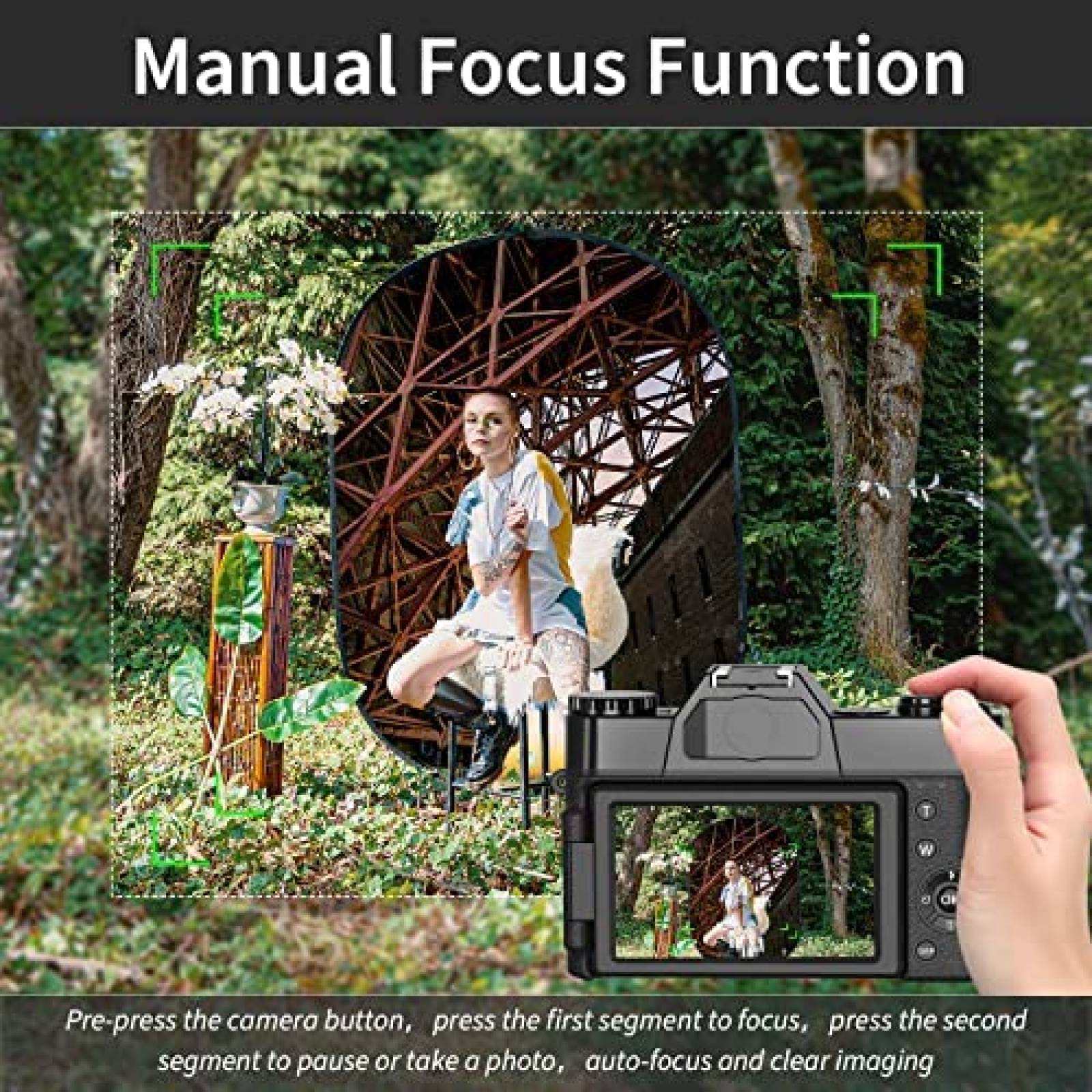 Camara Digital VETEK W01 4K 48MP 16X 32 GB Micro SD -Negro