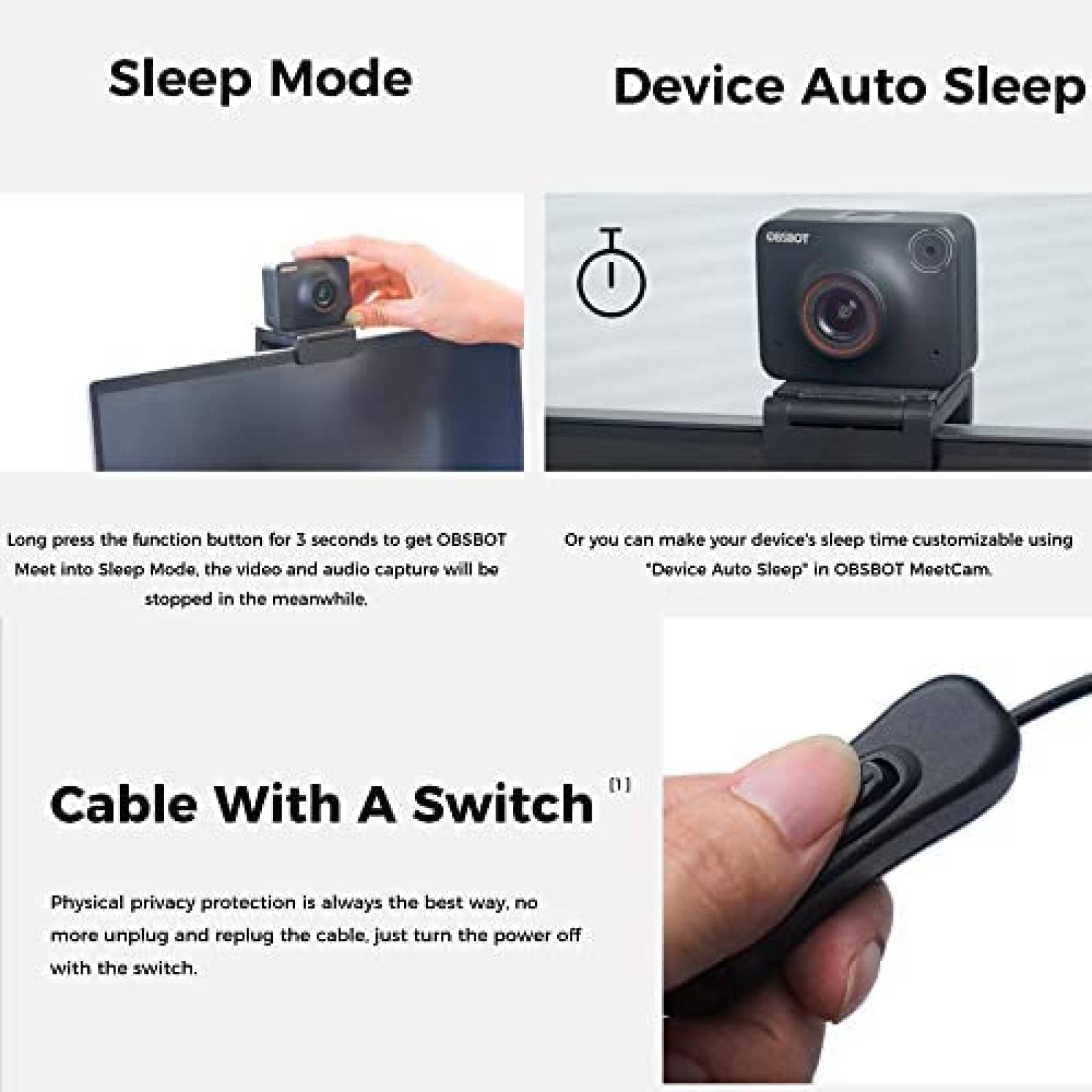 Camara Web OBSBOT Meet 4K 30FPS Enfoque Automatico -Negro