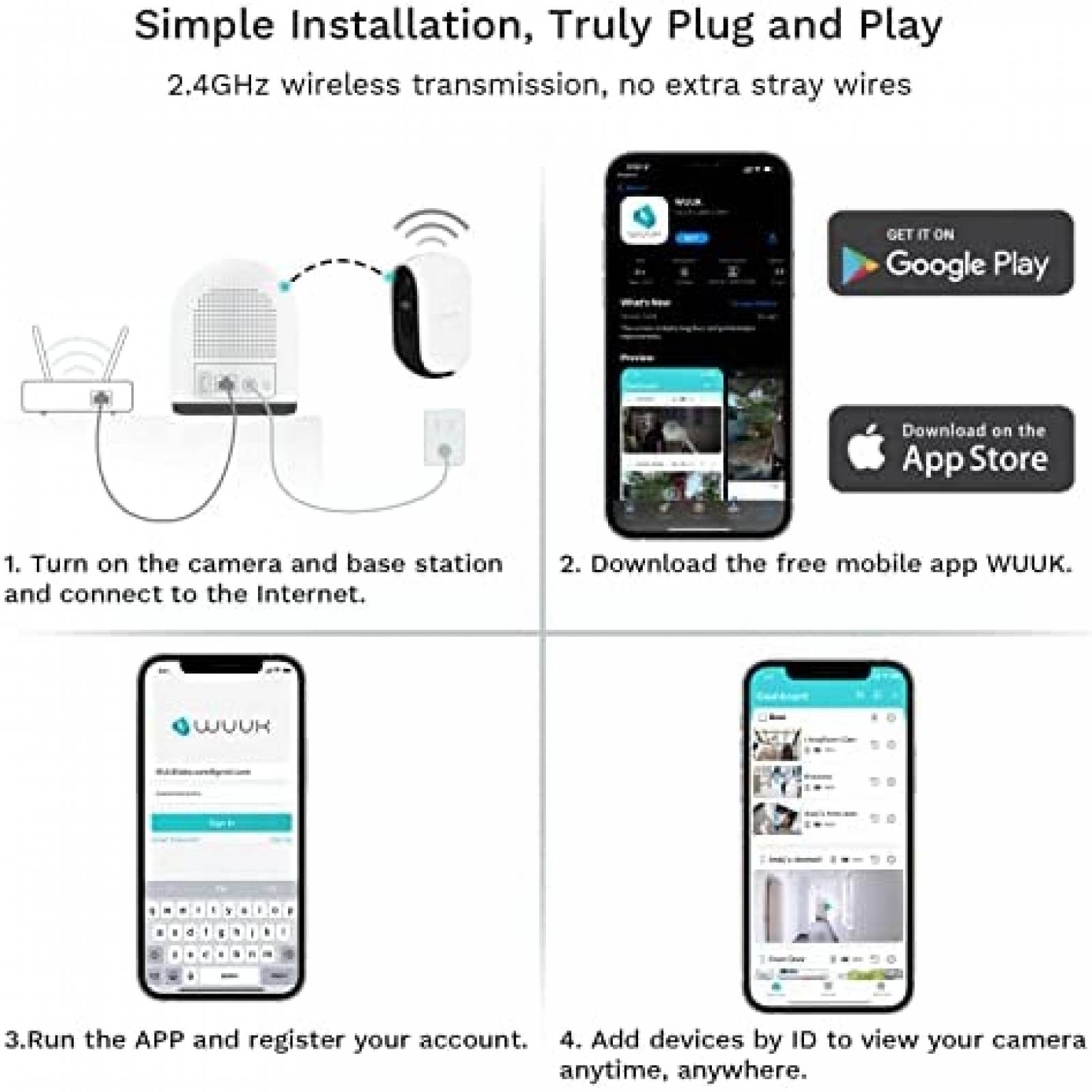Camara de Seguridad WUUK Y0410 Exterior 2K HD Inalambrica
