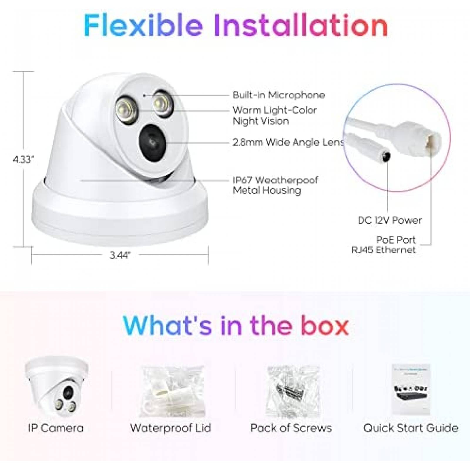 Camara de Seguridad HITOSINO 8MP PoE IP Full Color Exterior