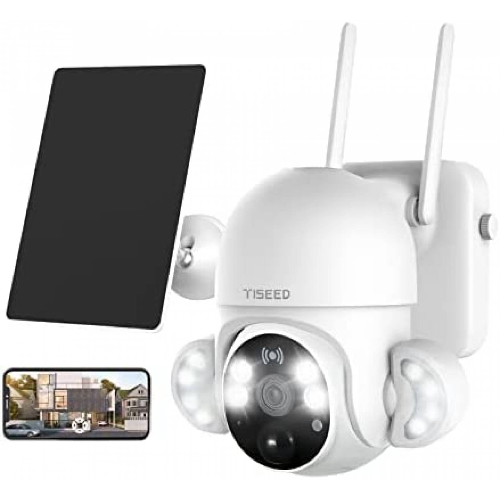 Camara de Seguridad Solar TISEED 360 Vision Nocturna Blanco