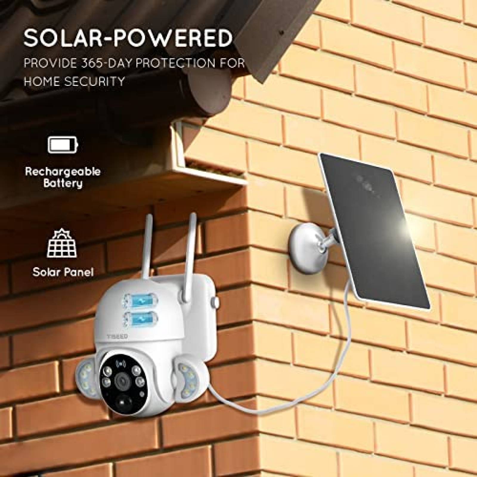 Camara de Seguridad Solar TISEED 360 Vision Nocturna Blanco