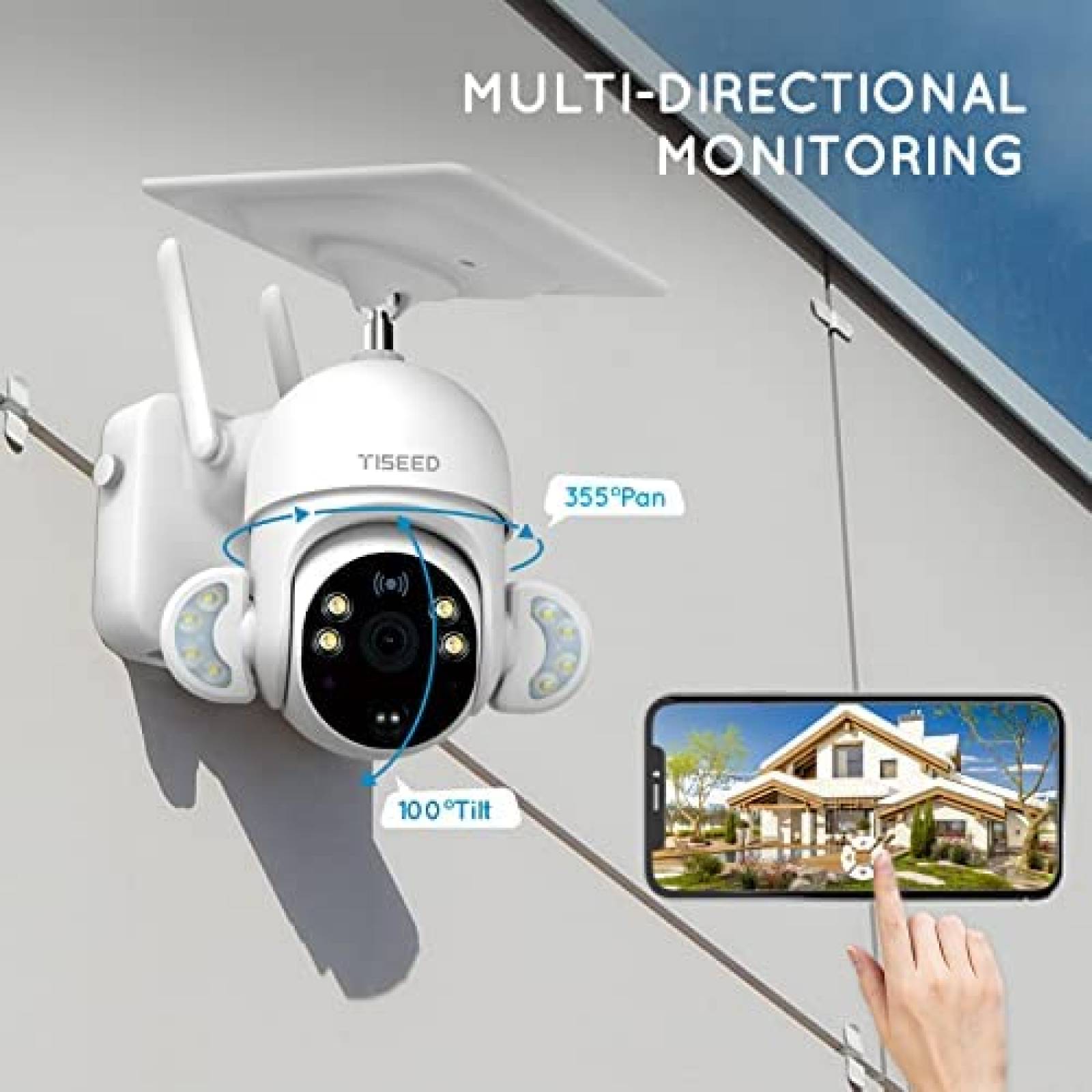 Camara de Seguridad Solar TISEED 360 Vision Nocturna Blanco