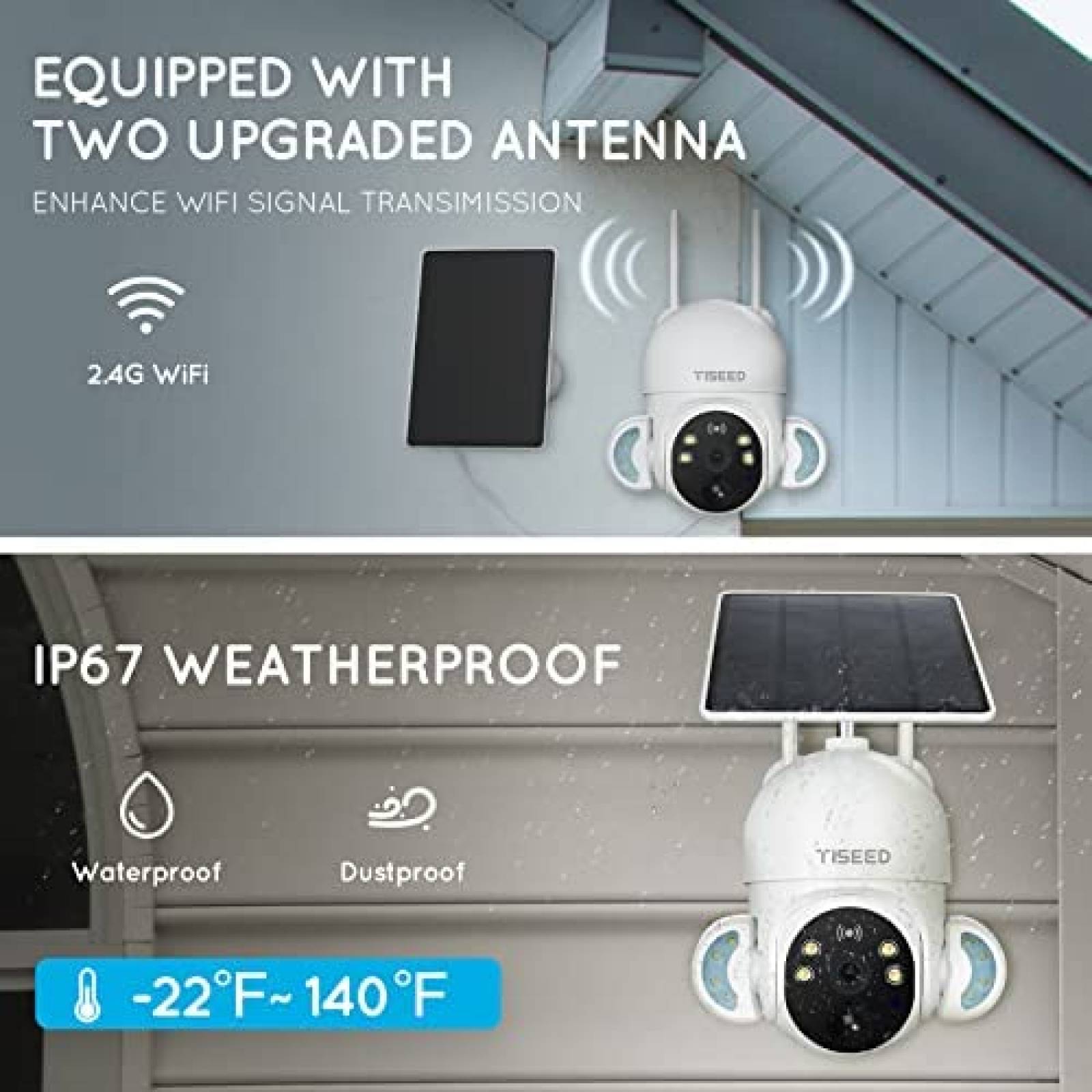 Camara de Seguridad Solar TISEED 360 Vision Nocturna Blanco