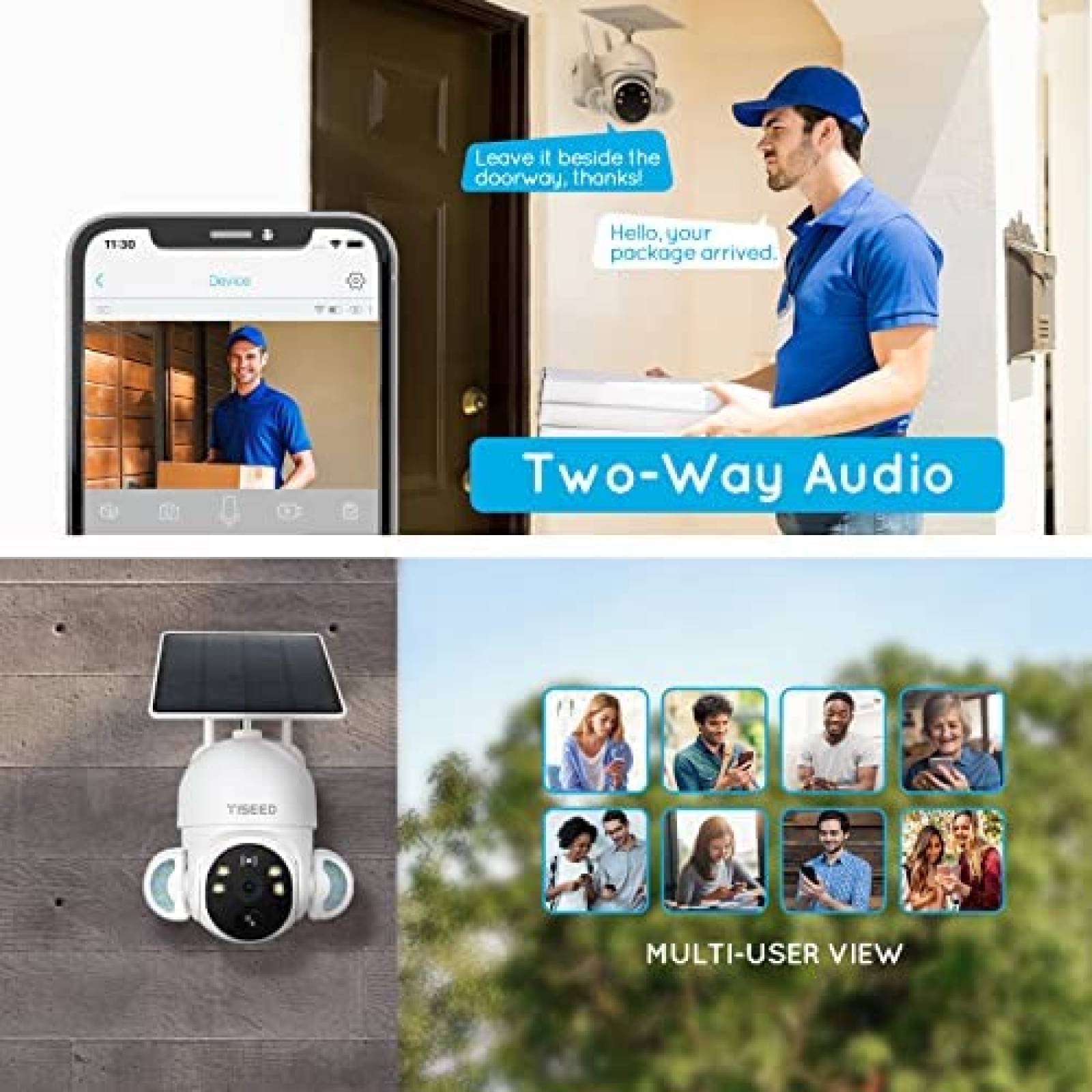 Camara de Seguridad Solar TISEED 360 Vision Nocturna Blanco