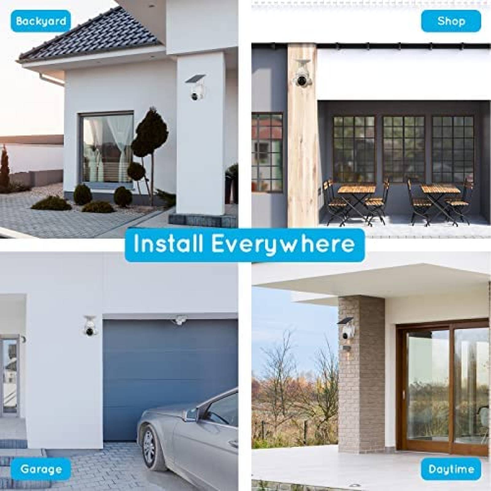 Camara de Seguridad Solar TISEED 360 Vision Nocturna Blanco