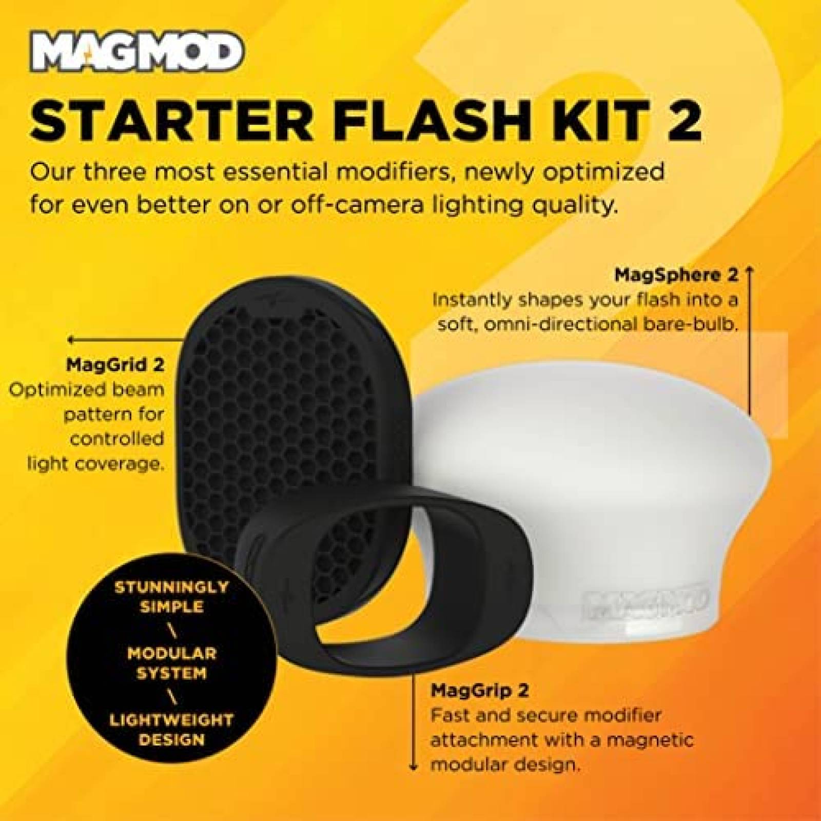 Kit de Flash MagMod MagGrip 2 MagSphere 2 Difusor MagGrid 2