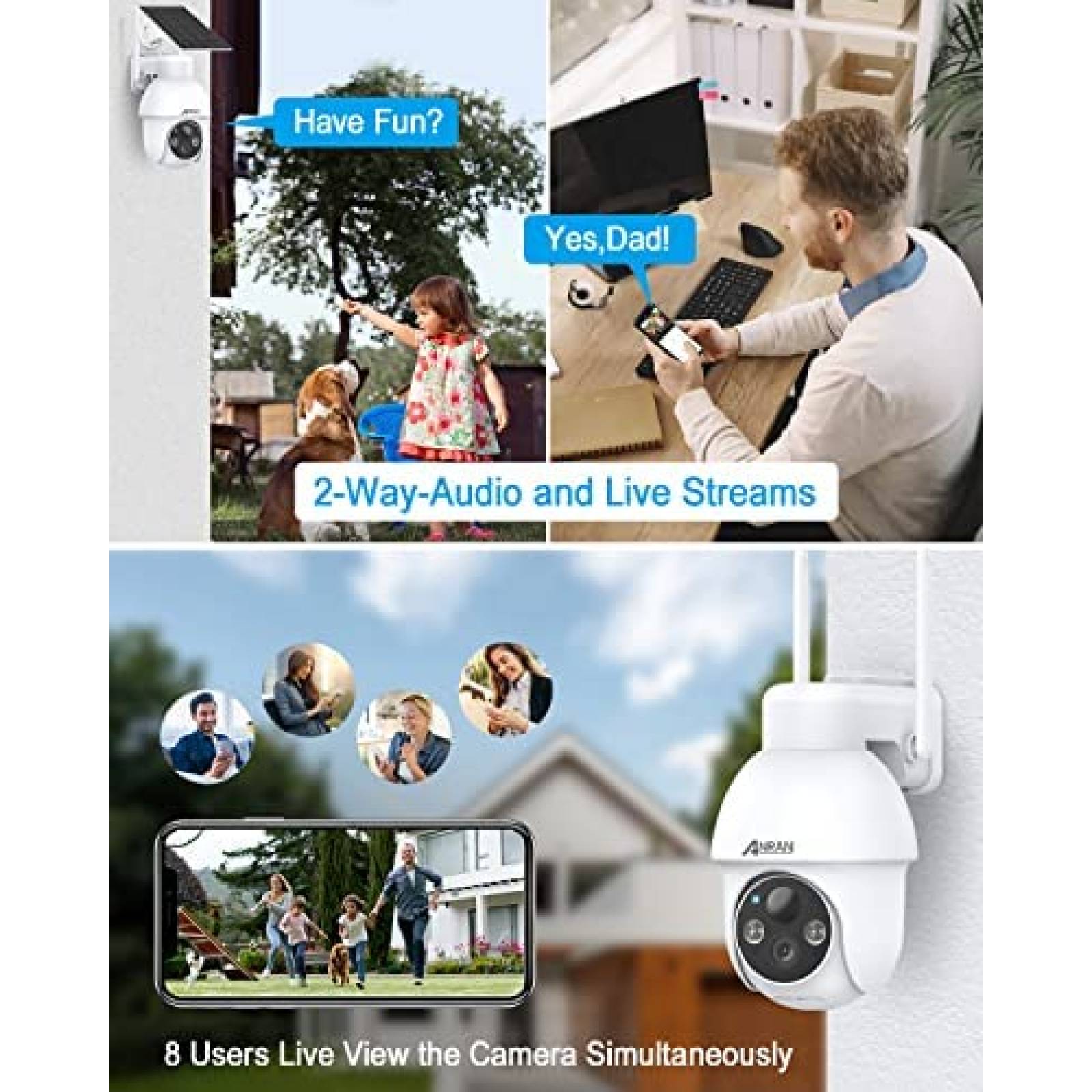 Camara de Seguridad ANRAN Q3 Solar Exterior Vision Nocturna