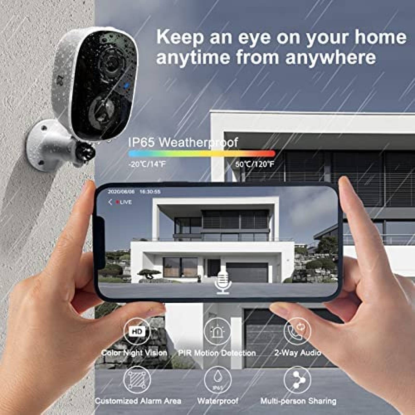 Camara de Seguridad DCT Exterior Bateria Recargable -2 Pcs
