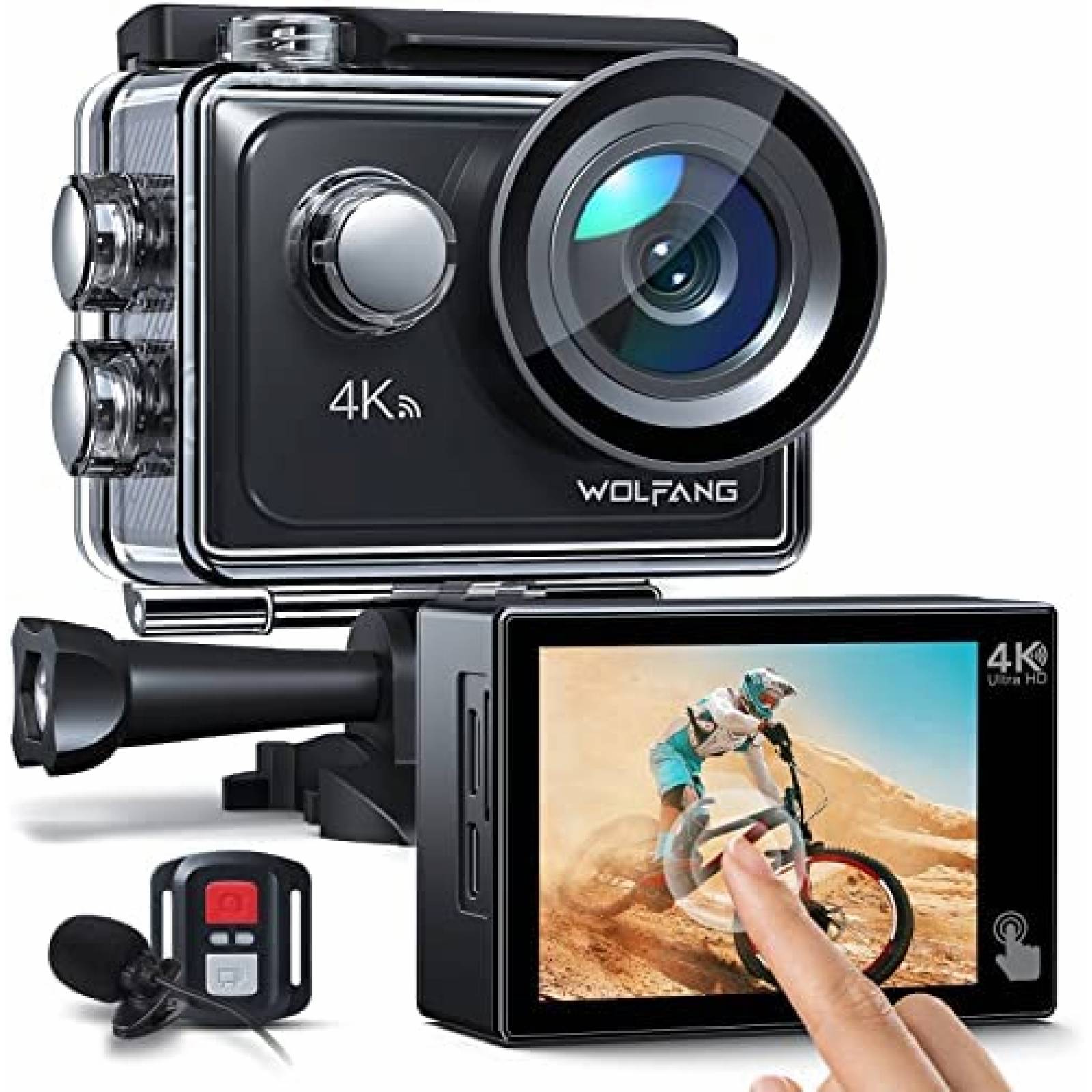 Camara Accion Wolfang GA300 4K 60fps 24mp + Acc -Negro
