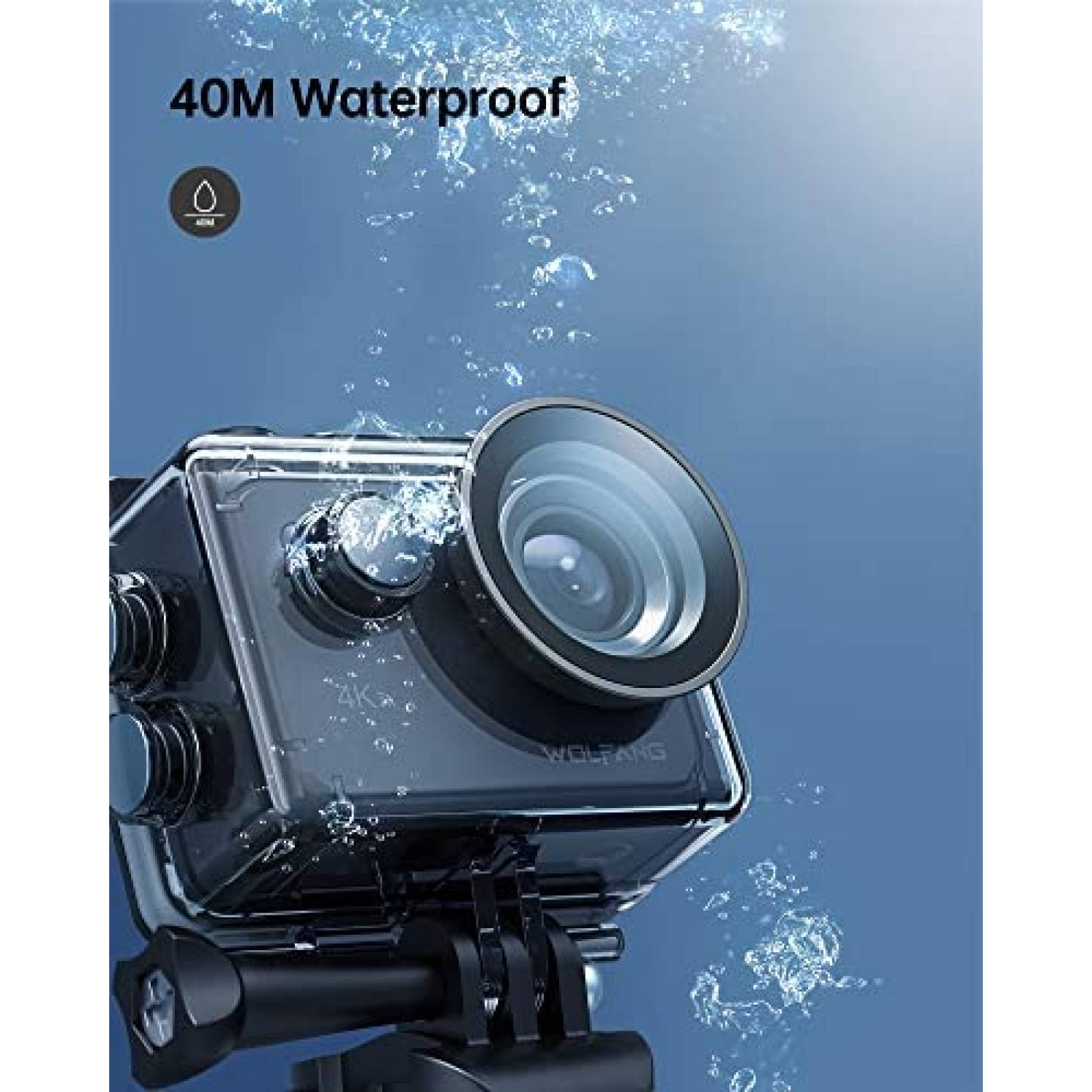 Camara Accion Wolfang GA300 4K 60fps 24mp + Acc -Negro