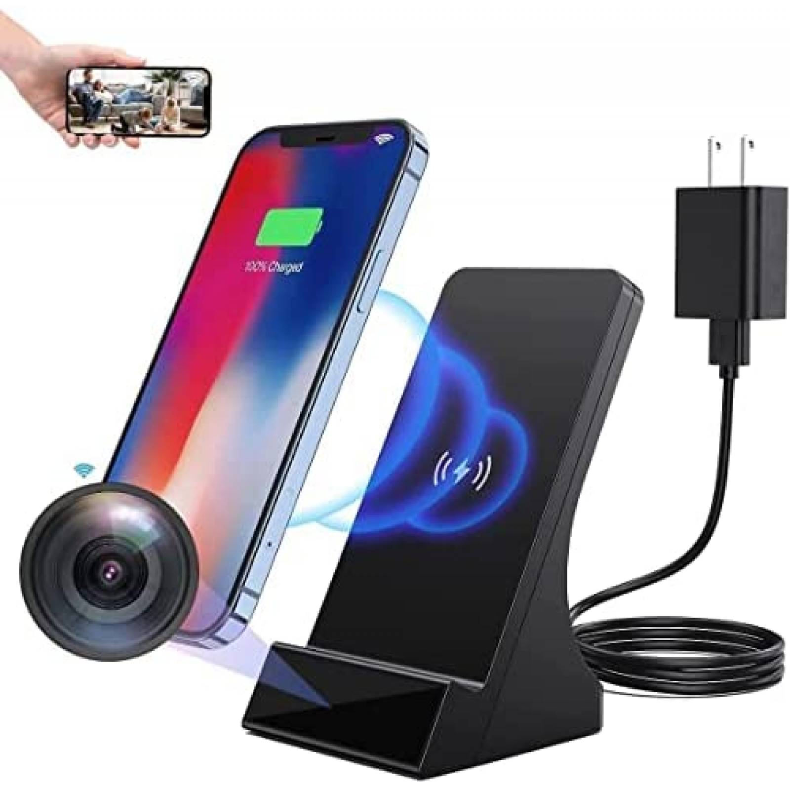 Camara Oculta LIZVIE Con cargador Inalambrico 1080P HD -Neg