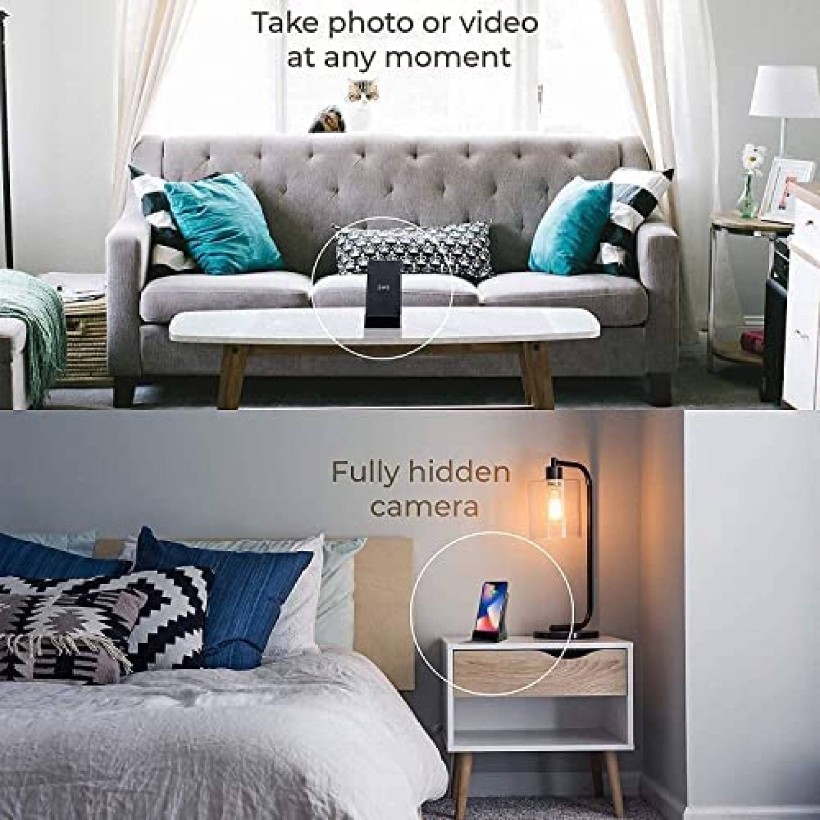 Camara Oculta LIZVIE Con cargador Inalambrico 1080P HD -Neg