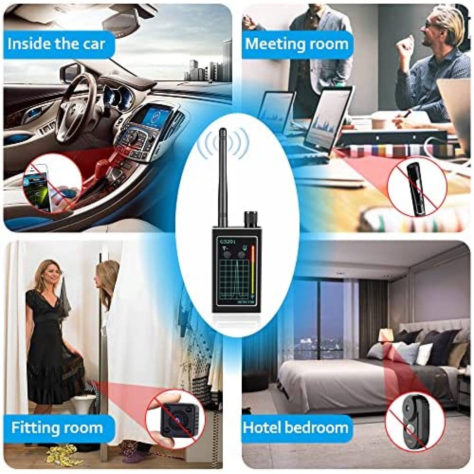 Detector GPS Vaoecms Anti Espia RF Radio Frecuencia -Negro