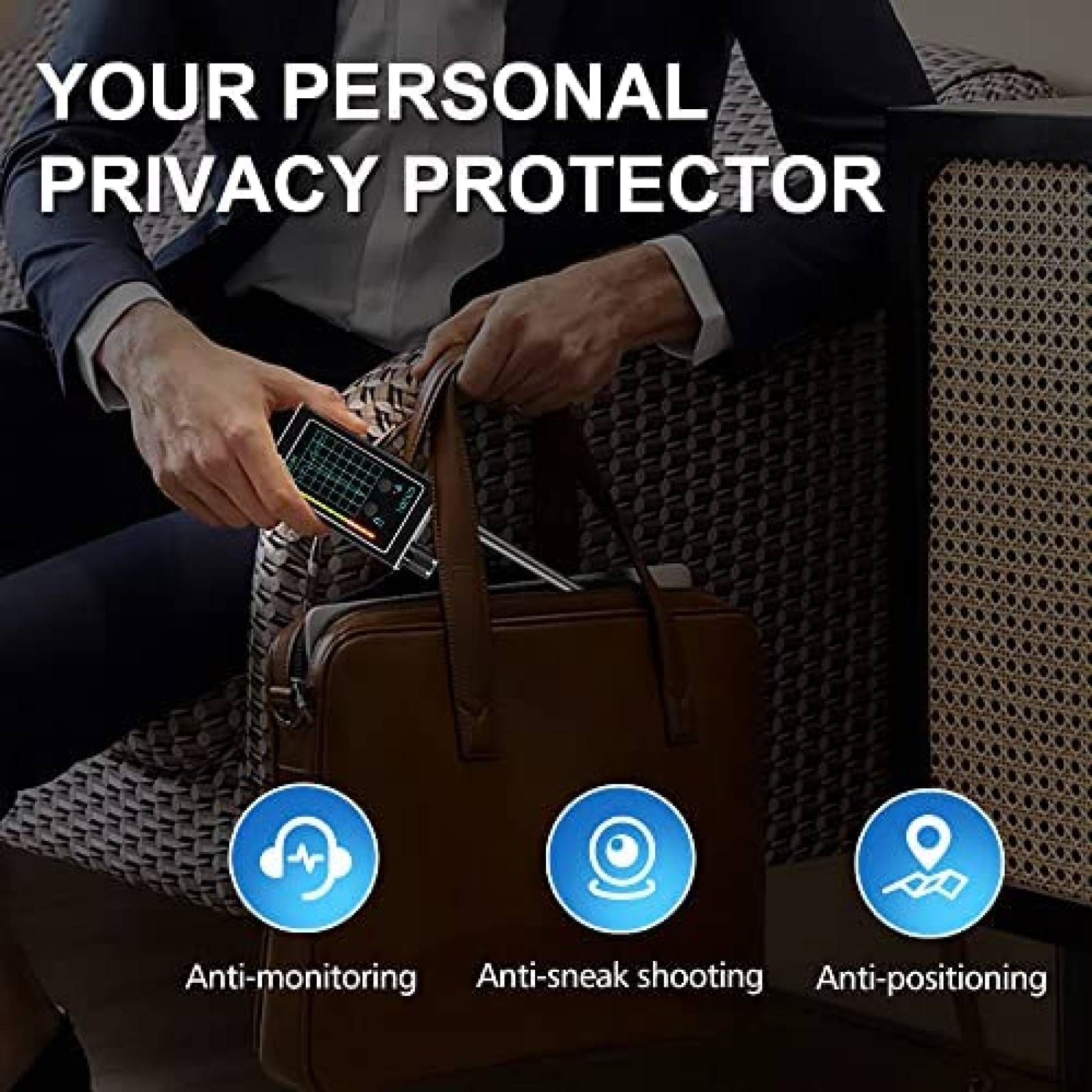 Detector GPS Vaoecms Anti Espia RF Radio Frecuencia -Negro