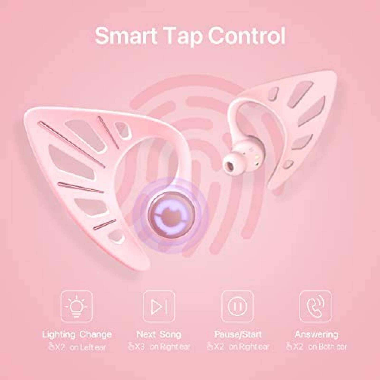 Audifonos Inalambricos Yowu IPX4 Cancelacion de Sonido -Rosa