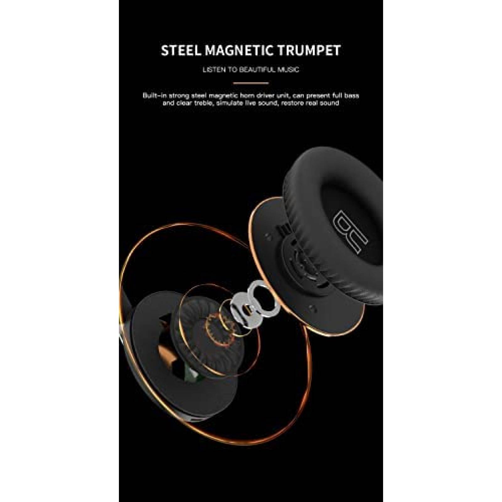 Audifonos E-SHIDAI H7 Plegable Bluetooth Sonido 3D -Naranja