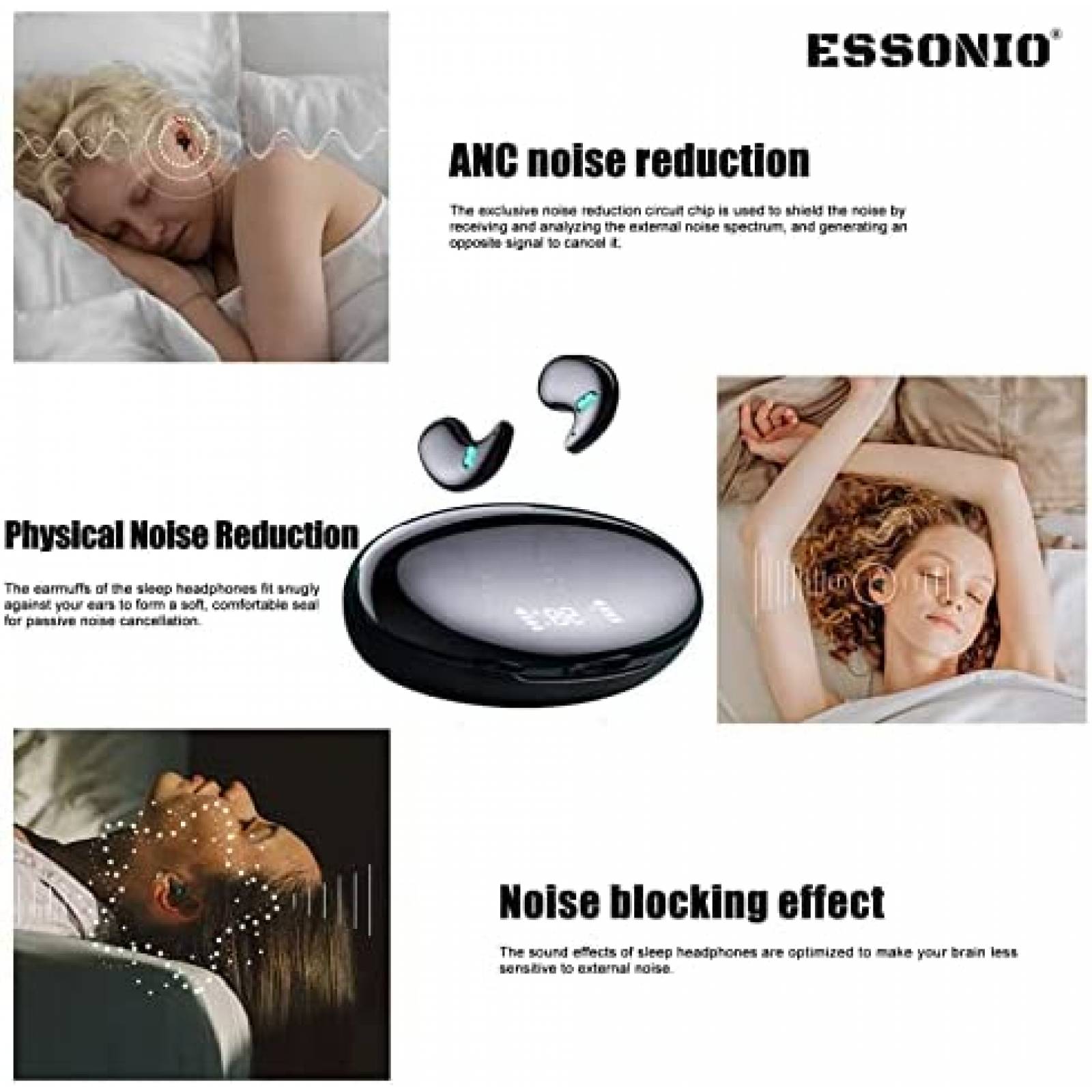 Audifonos Inalambricos ESSONIO Cancelacion de Ruido -Negro