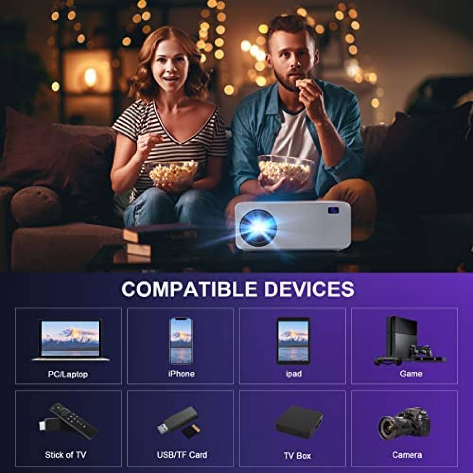 Proyector De Video ZDK Portable 1080P HDMI USB -Blanco