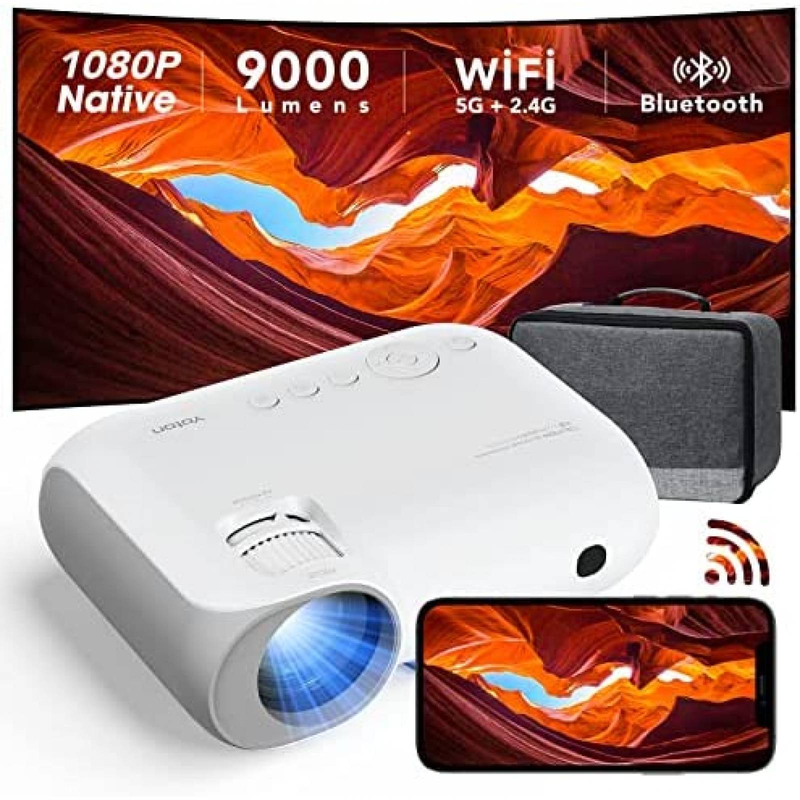 Proyector YOTON Portable 1080P Con Cable HDMI -Blanco