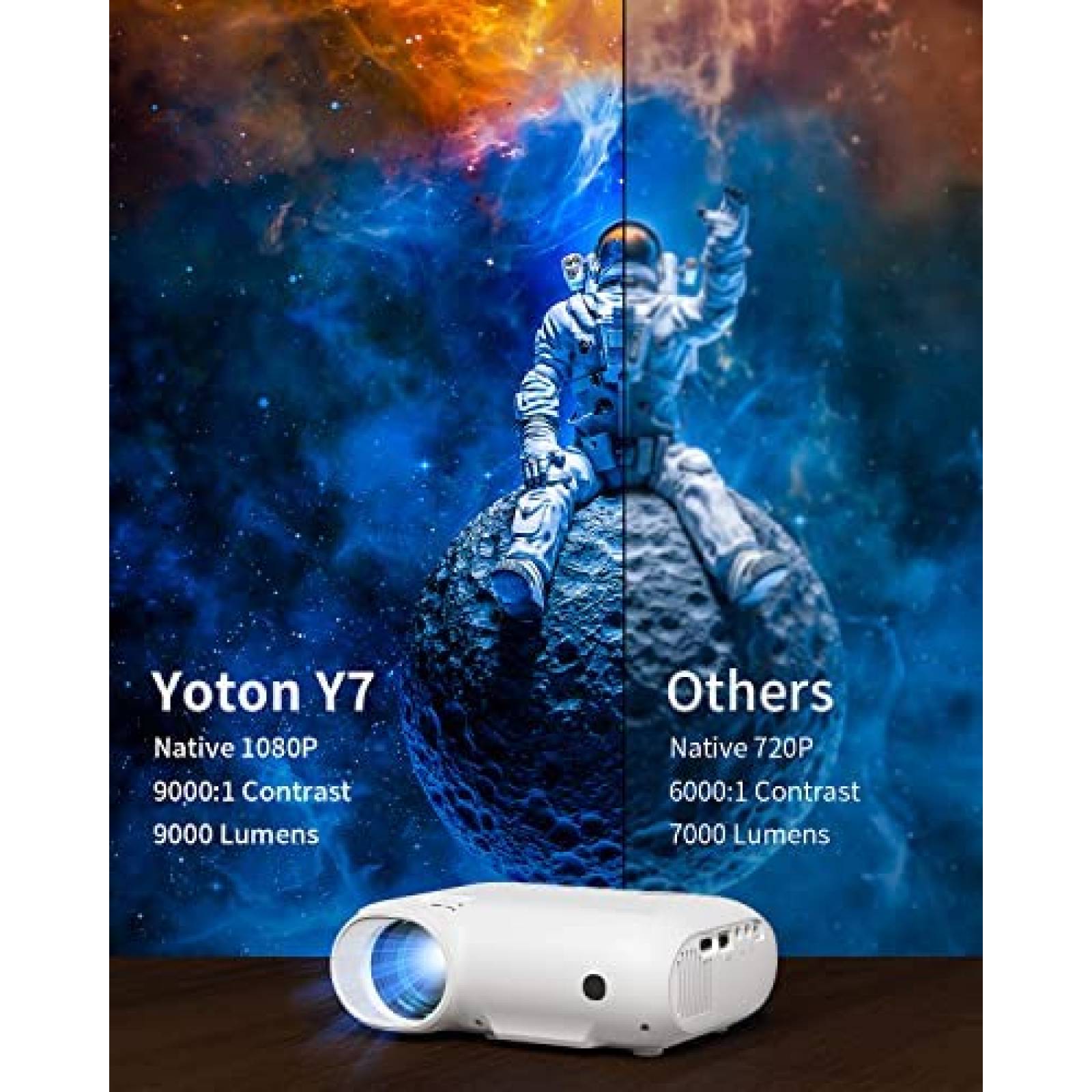 Proyector YOTON Portable 1080P Con Cable HDMI -Blanco