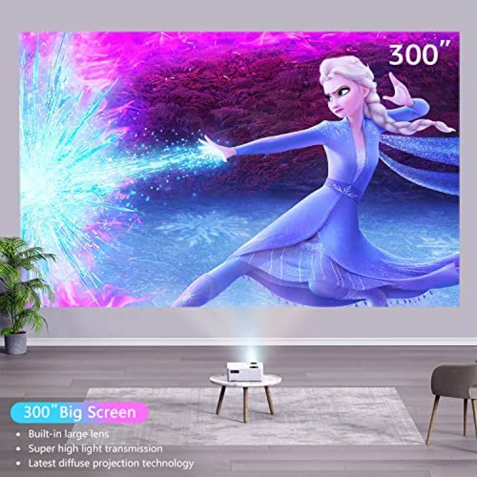 Proyector Roconia 9000 Lumenes 1080p 5G WiFi FHD -Blanco