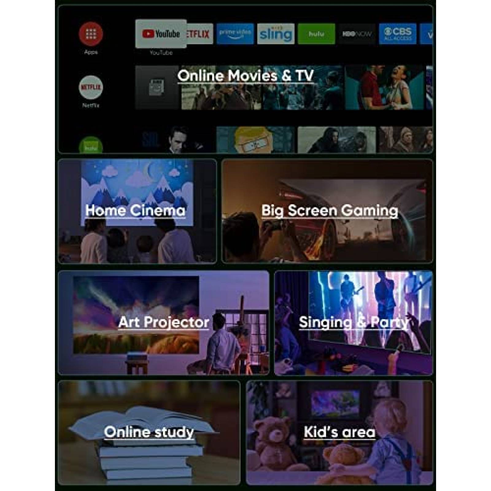 Proyector TMY 320 ANSI 12000 Lumenes 4K 1080p WiFi -Negro